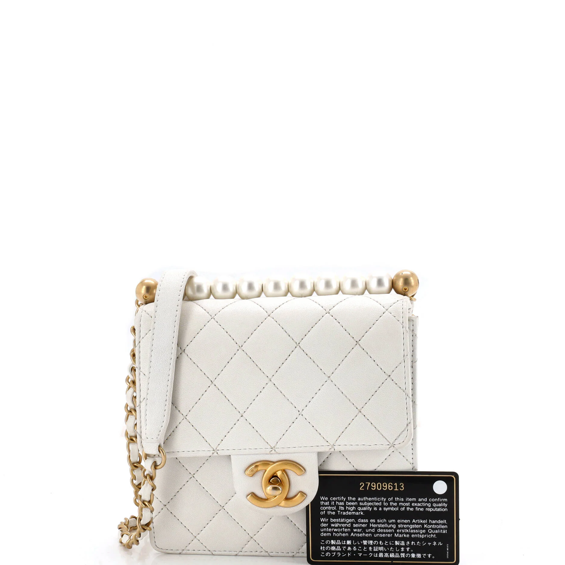 Chic Pearls Flap Bag Quilted Goatskin Mini - Image 2