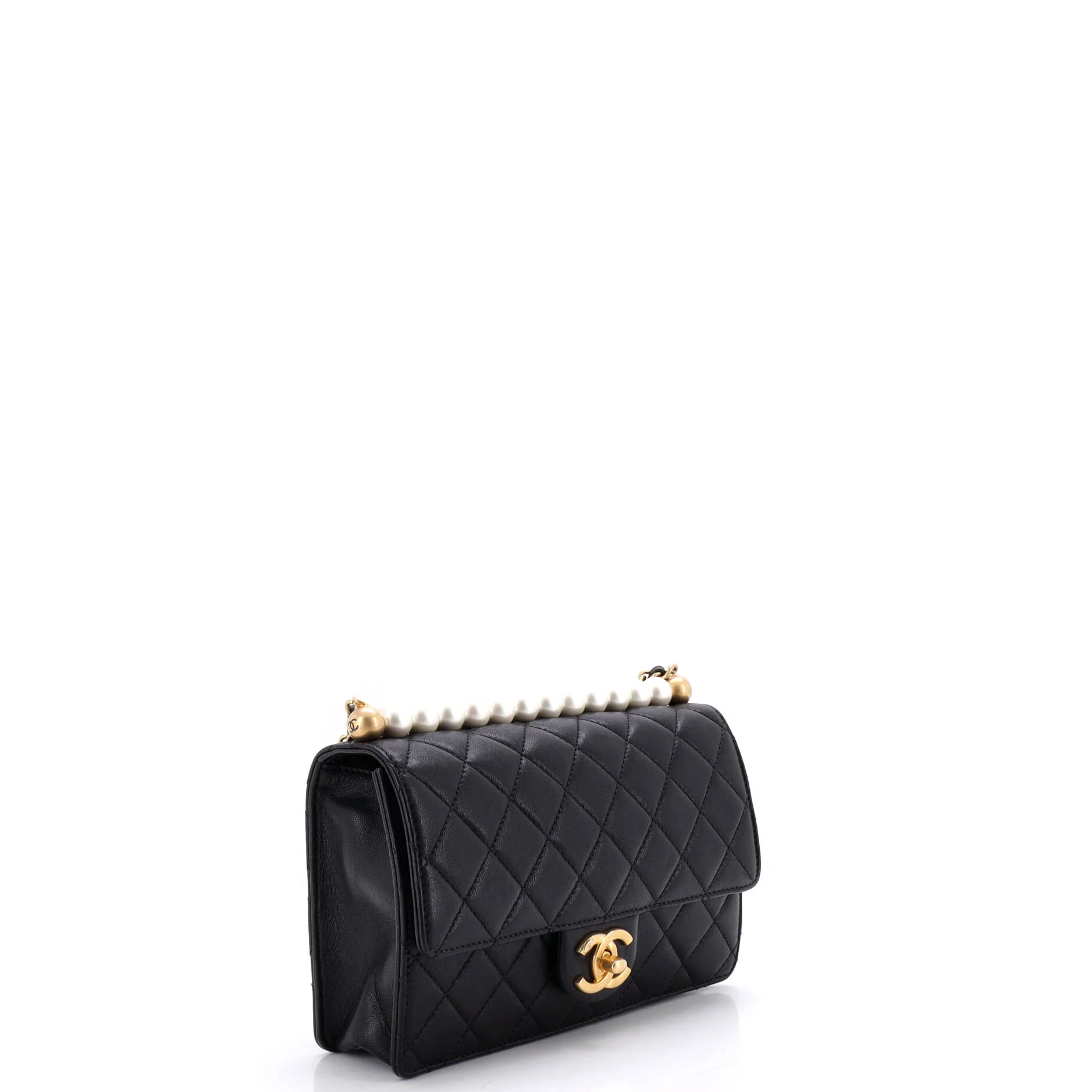 Chic Pearls Flap Bag Quilted Lambskin Small - Image 2