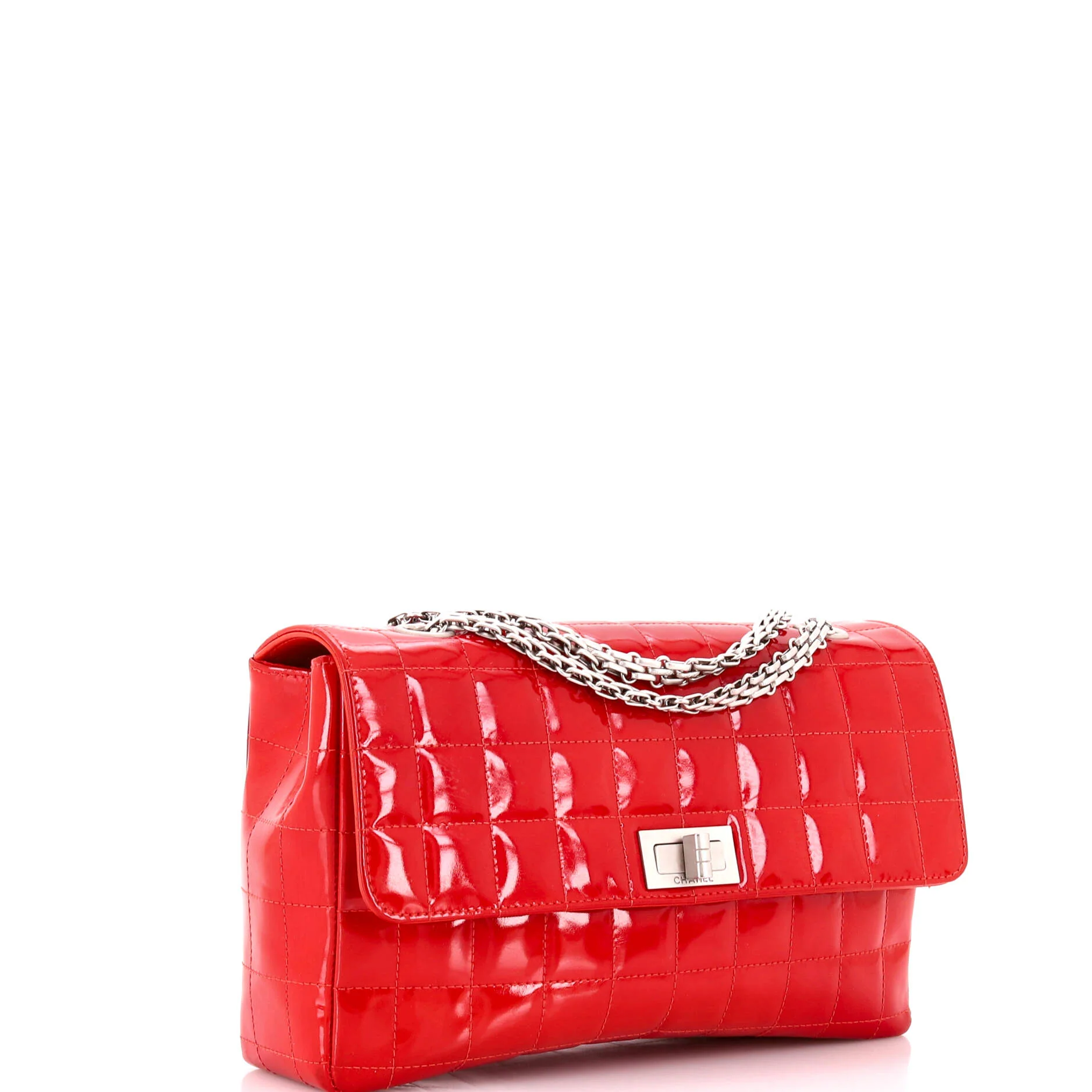Chocolate Bar Flap Bag Quilted Patent Medium - Image 3