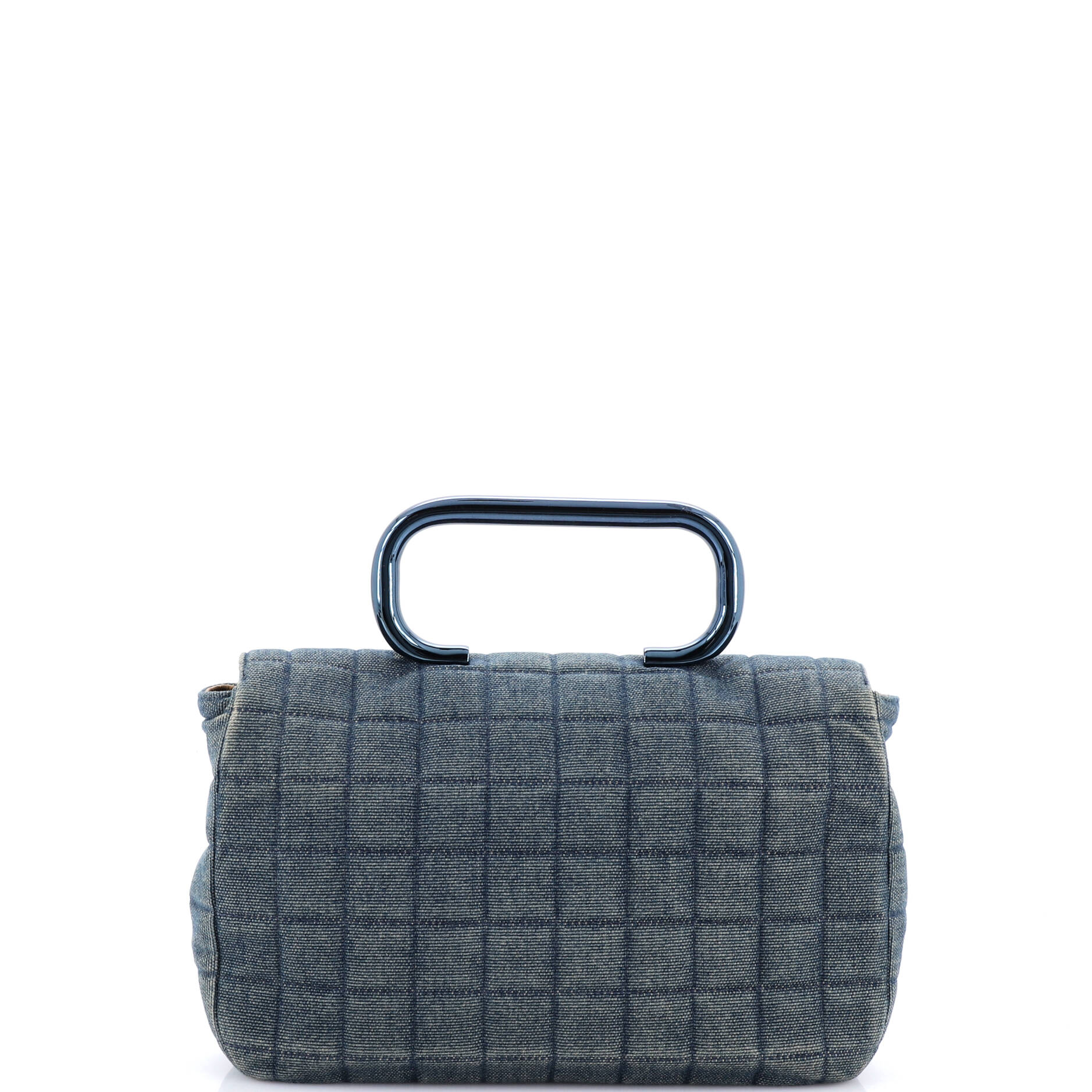 Chocolate Bar Mademoiselle Top Handle Bag Quilted Denim Medium - Image 3