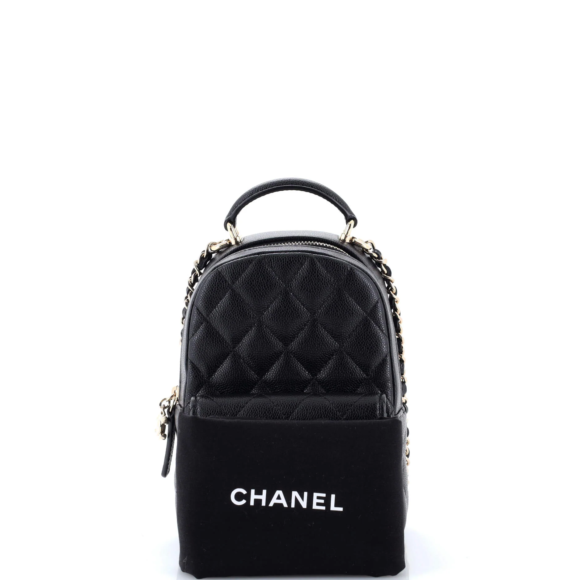 Classic CC Chain Pocket Backpack Quilted Caviar Mini - Image 2