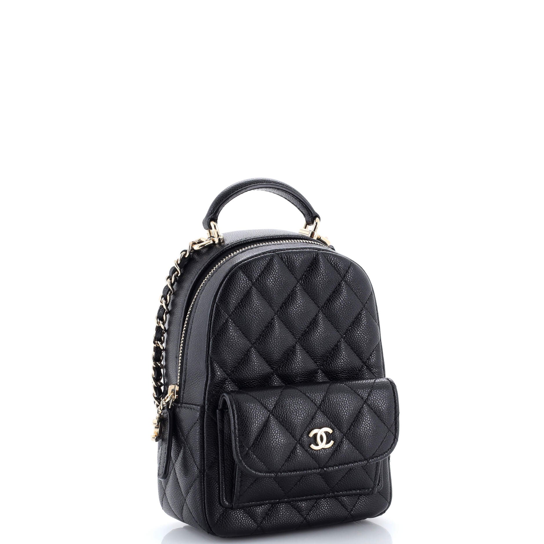 Classic CC Chain Pocket Backpack Quilted Caviar Mini - Image 3
