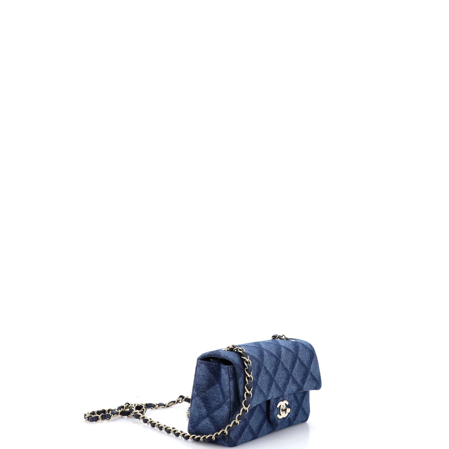 Classic Single Flap Bag 3D Quilt Printed Denim Mini - Image 2