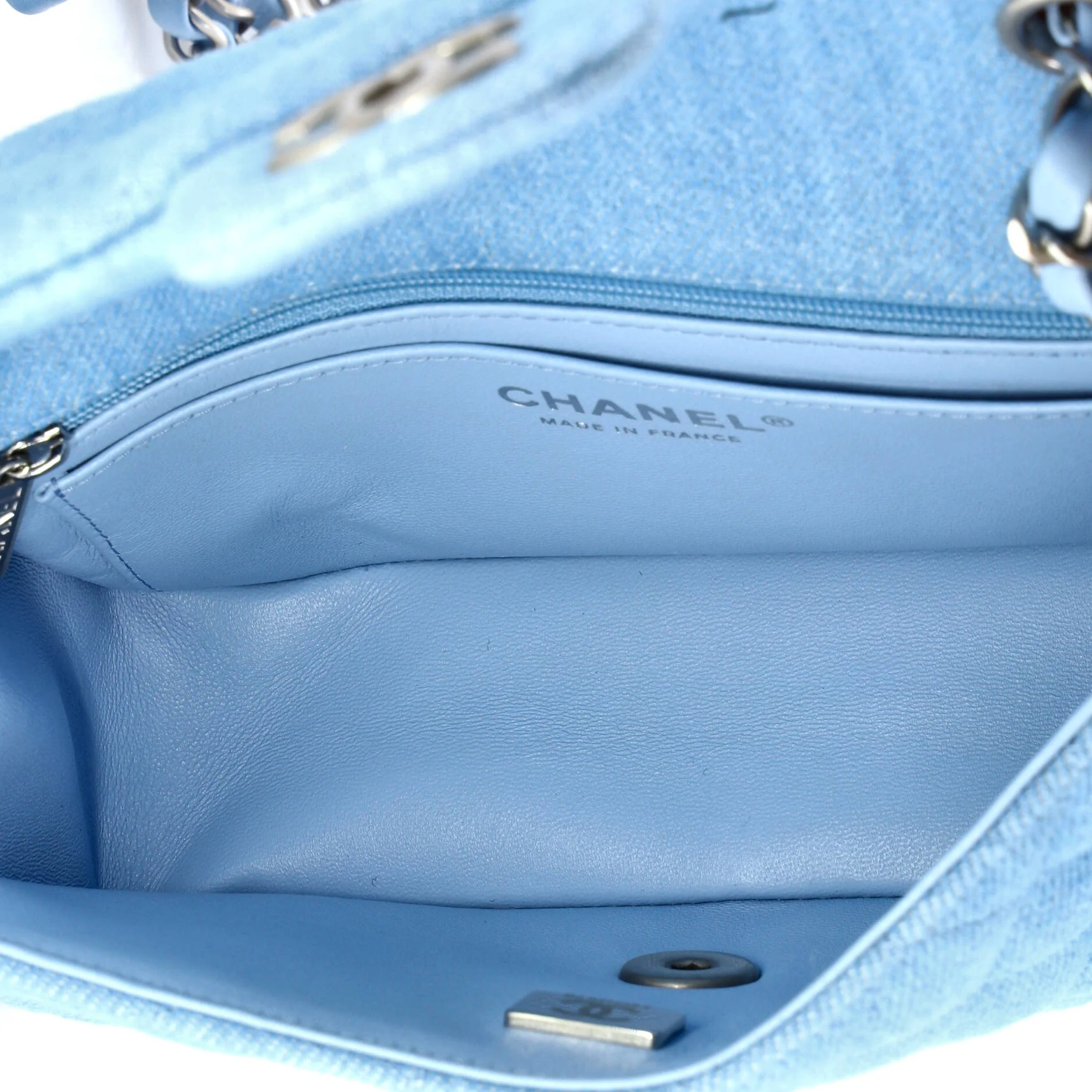 Classic Single Flap Bag Quilted Denim Mini - Image 5