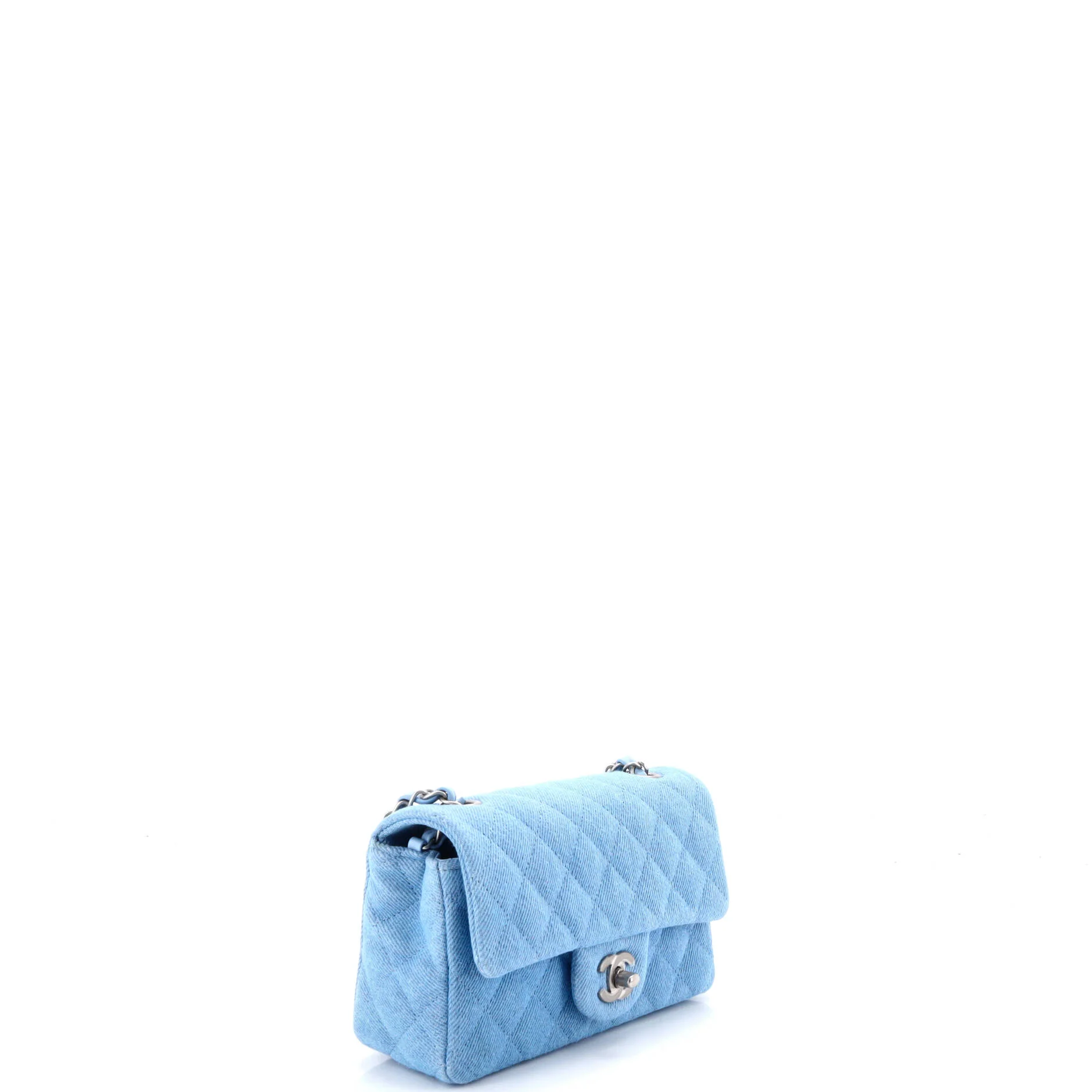 Classic Single Flap Bag Quilted Denim Mini - Image 2