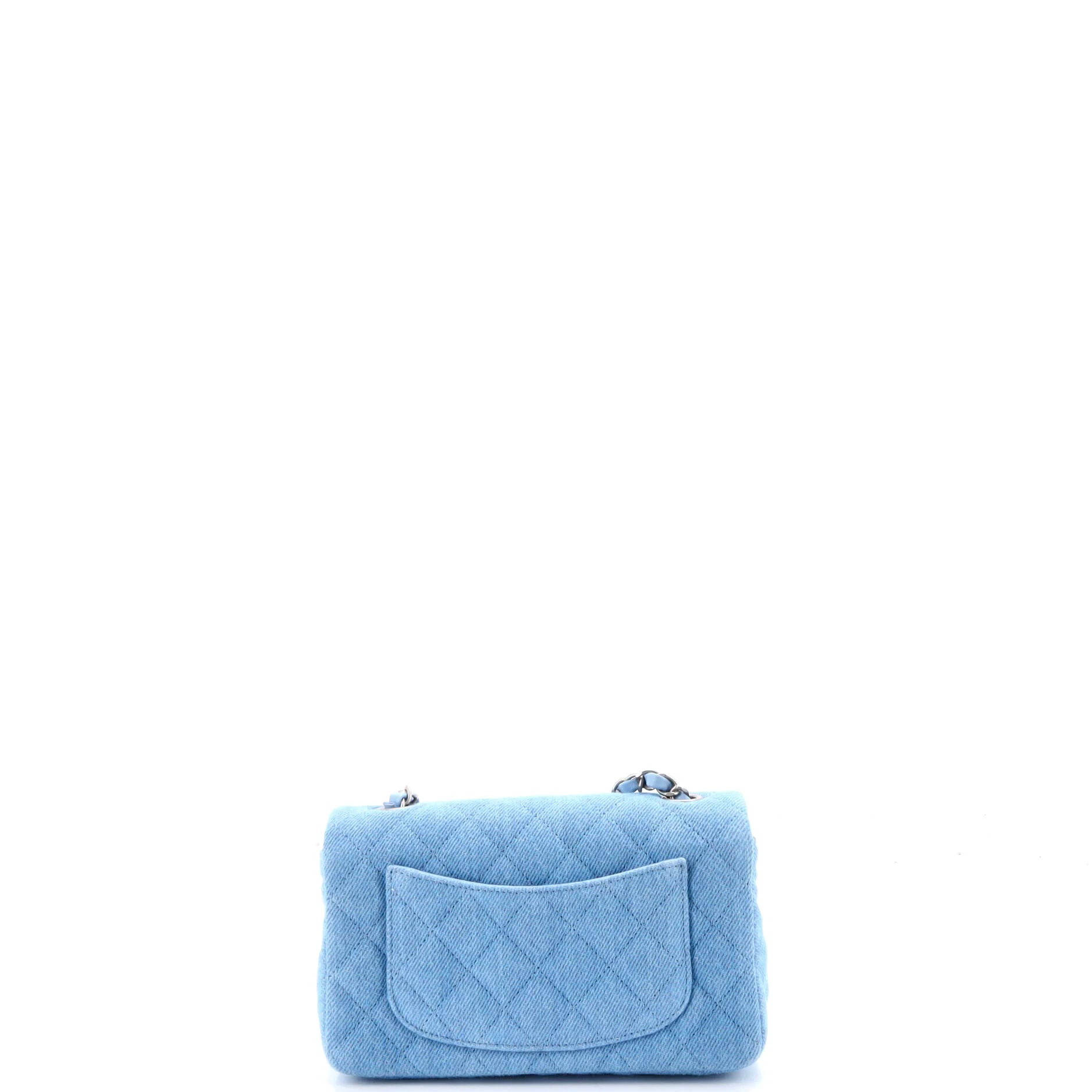 Classic Single Flap Bag Quilted Denim Mini - Image 3