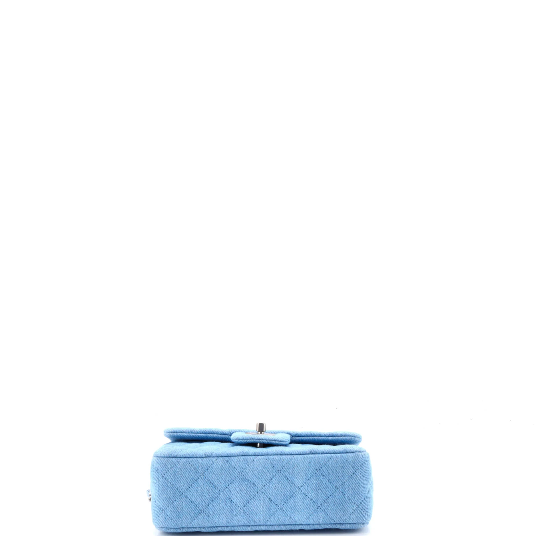 Classic Single Flap Bag Quilted Denim Mini - Image 4