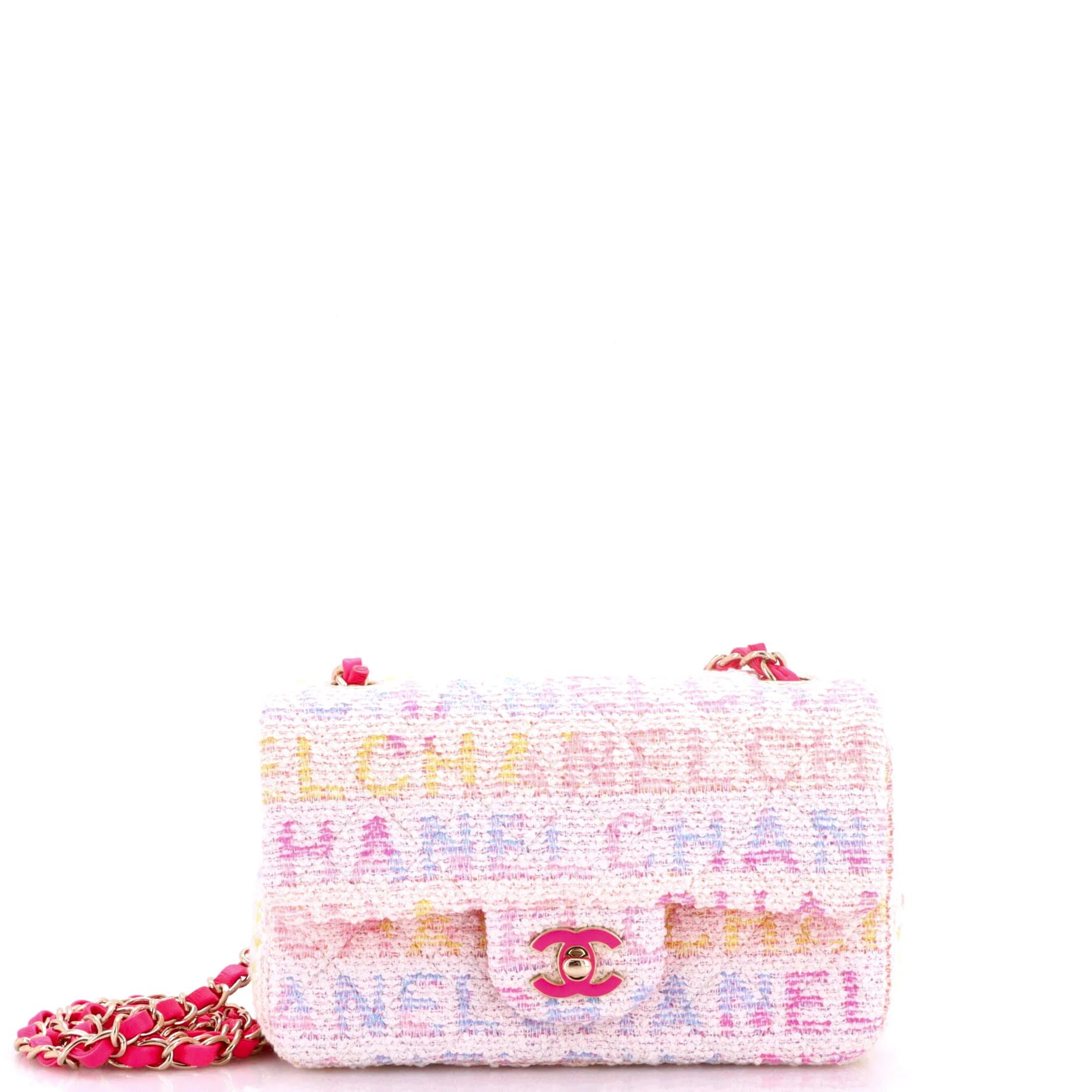 Classic Single Flap Bag Quilted Logo Tweed Mini