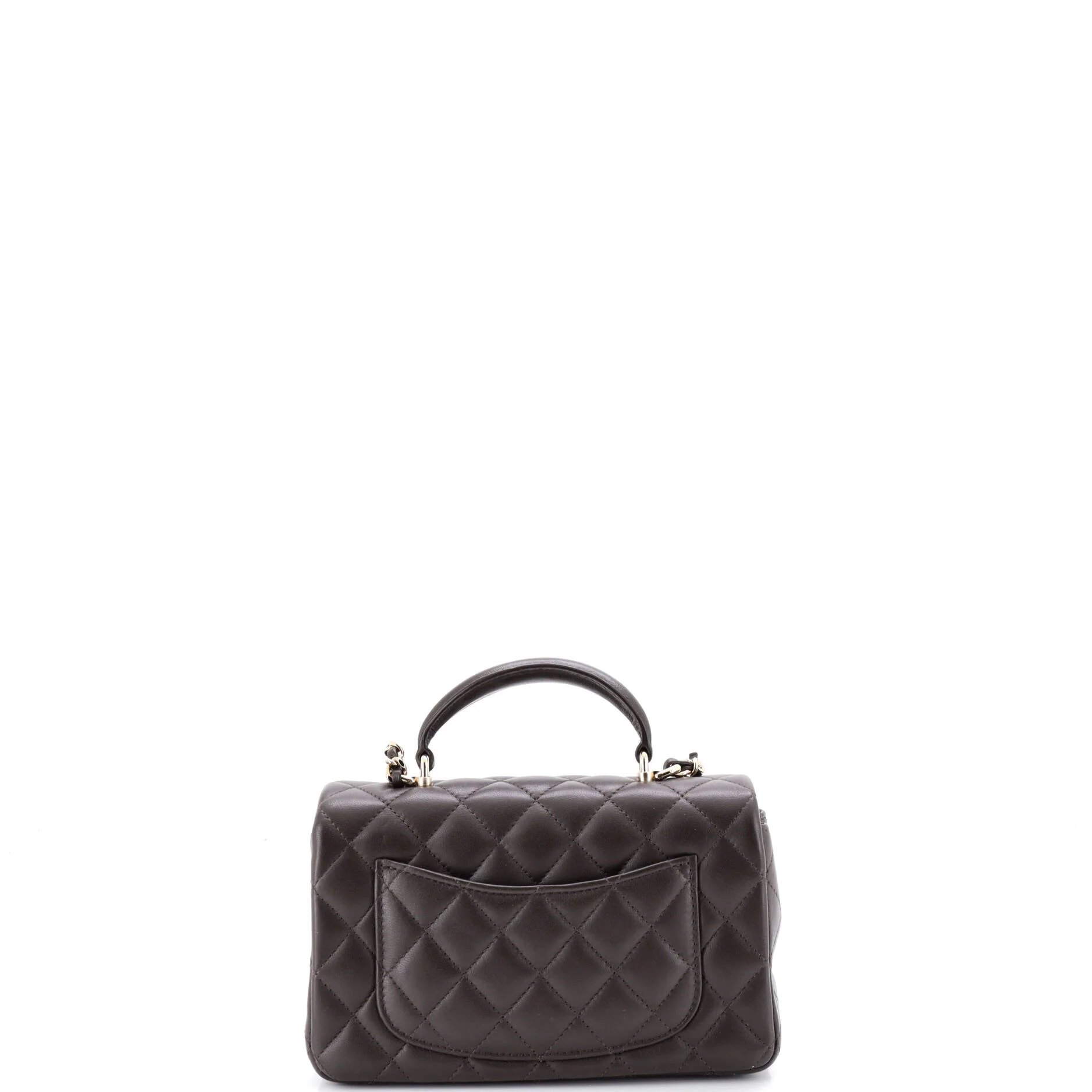 Classic Single Flap Top Handle Bag Quilted Lambskin Mini - Image 3