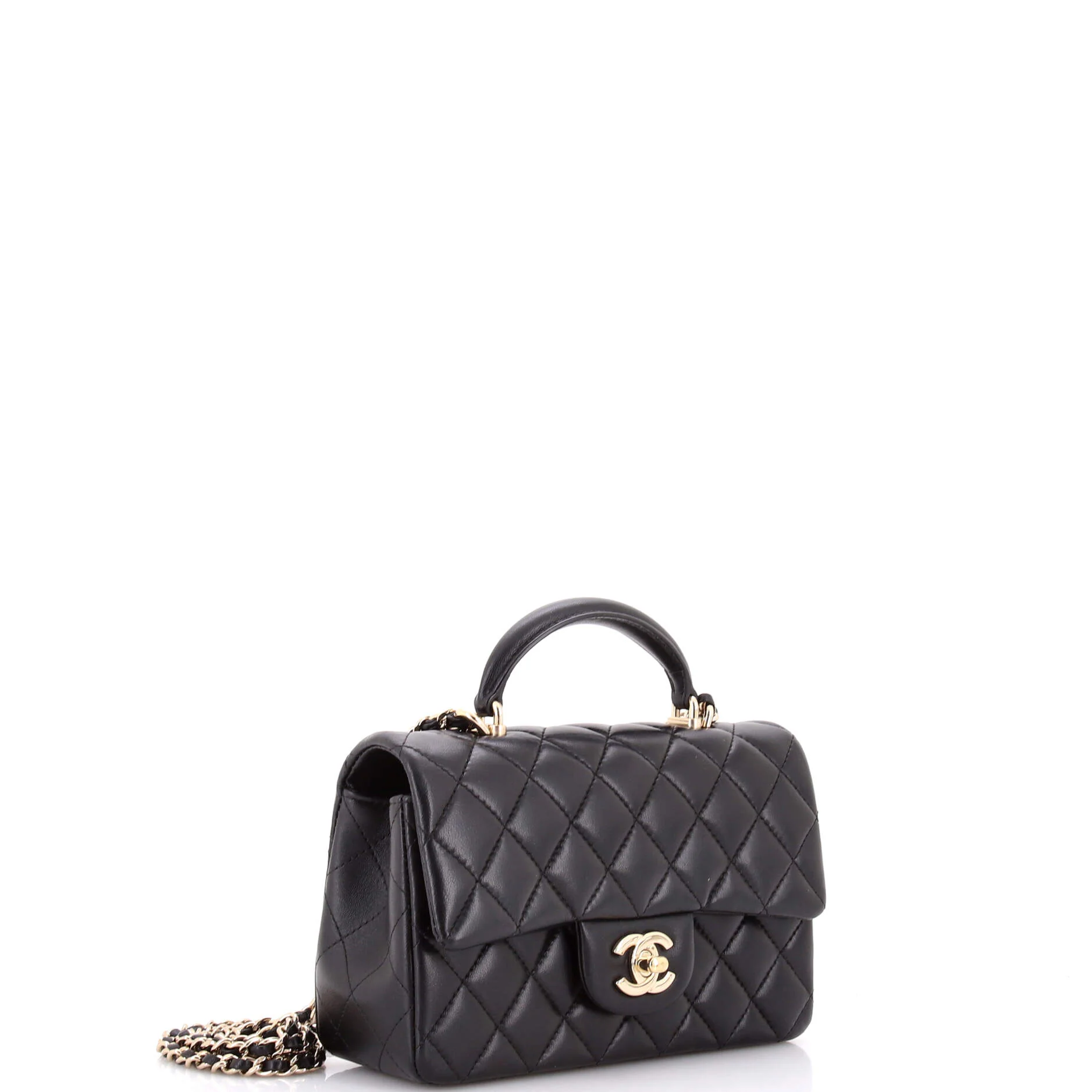 Classic Single Flap Top Handle Bag Quilted Lambskin Mini - Image 2