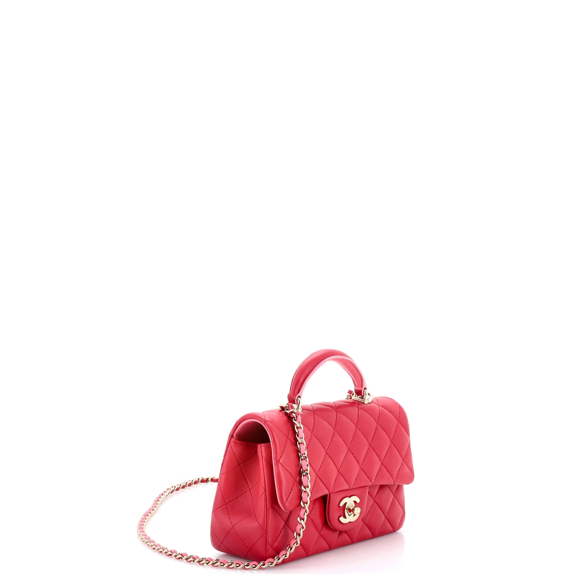 Classic Single Flap Top Handle Bag Quilted Lambskin Mini - Image 2