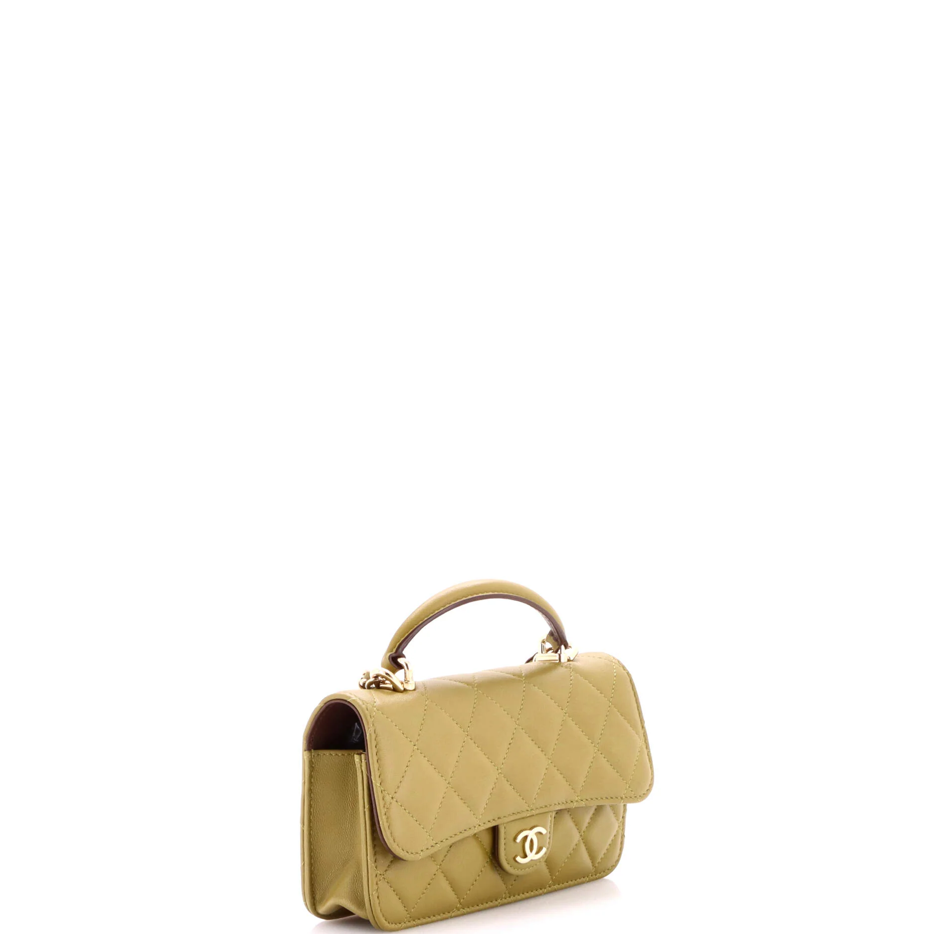 Classic Top Handle Flap Phone Holder with Chain Quilted Lambskin - Image 2