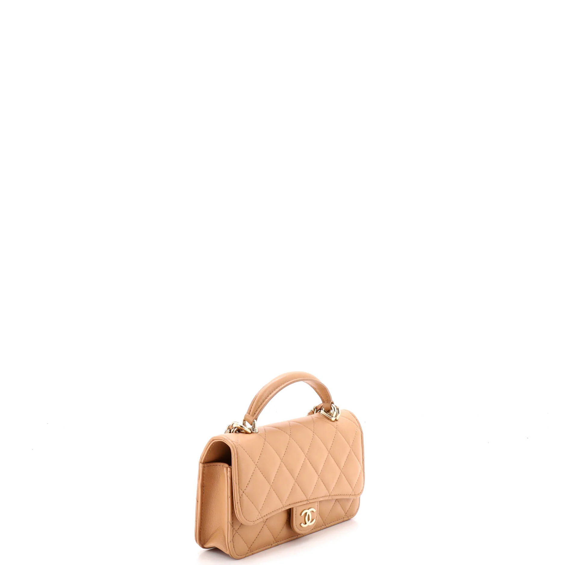 Classic Top Handle Flap Phone Holder with Chain Quilted Lambskin - Image 2