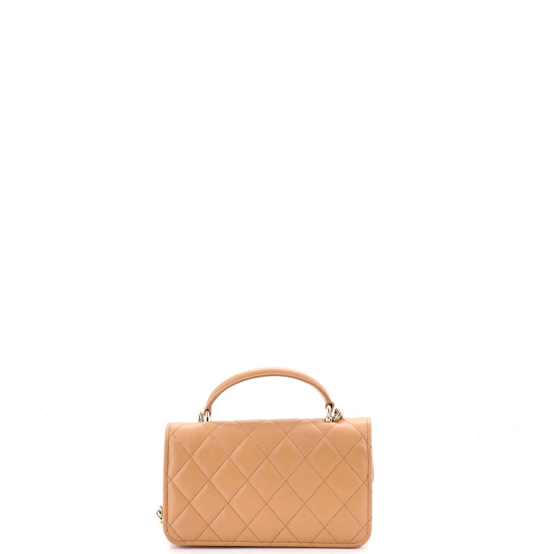 Classic Top Handle Flap Phone Holder with Chain Quilted Lambskin - Image 3