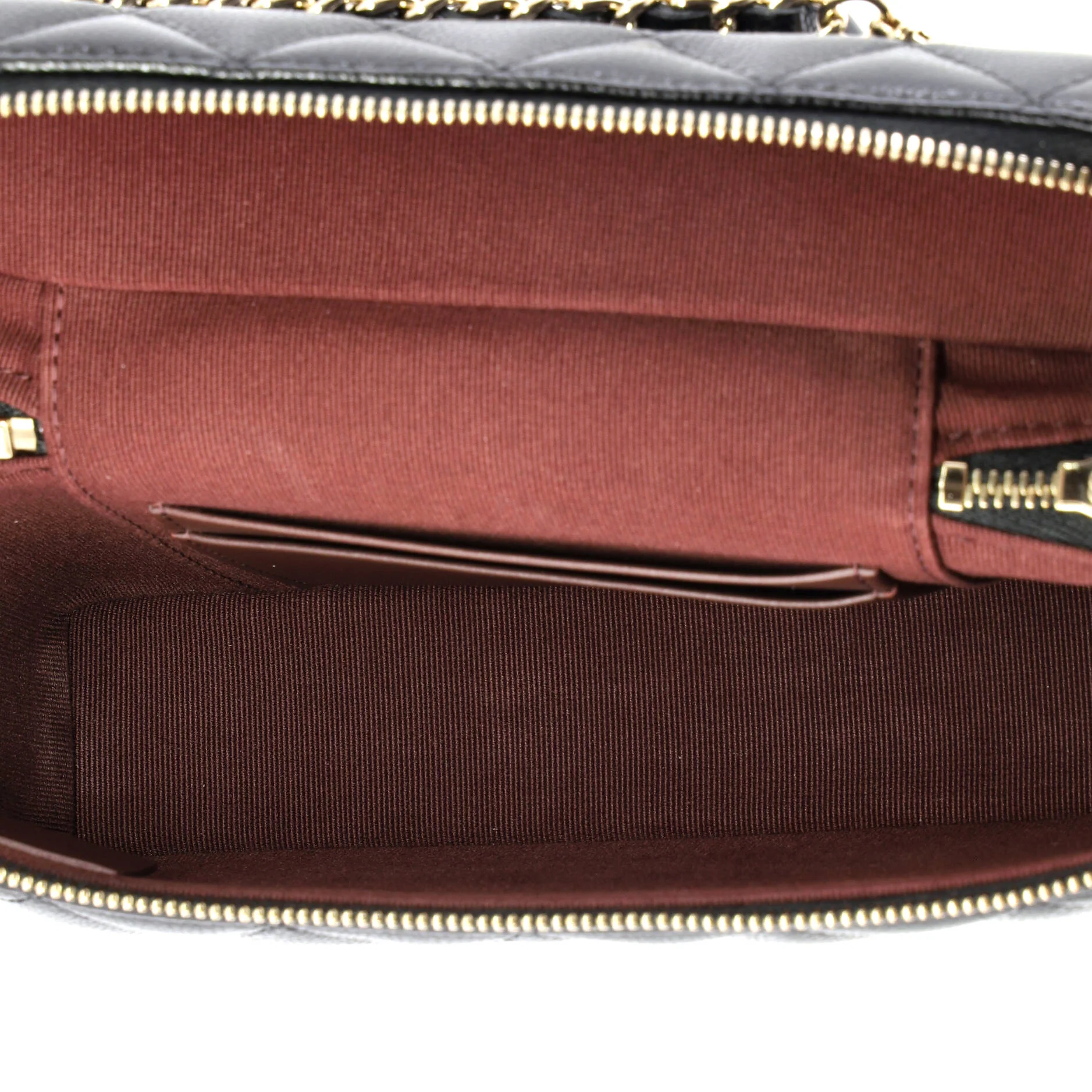 Classic Top Handle Slim Vanity Case with Chain Quilted Caviar Small - Image 5