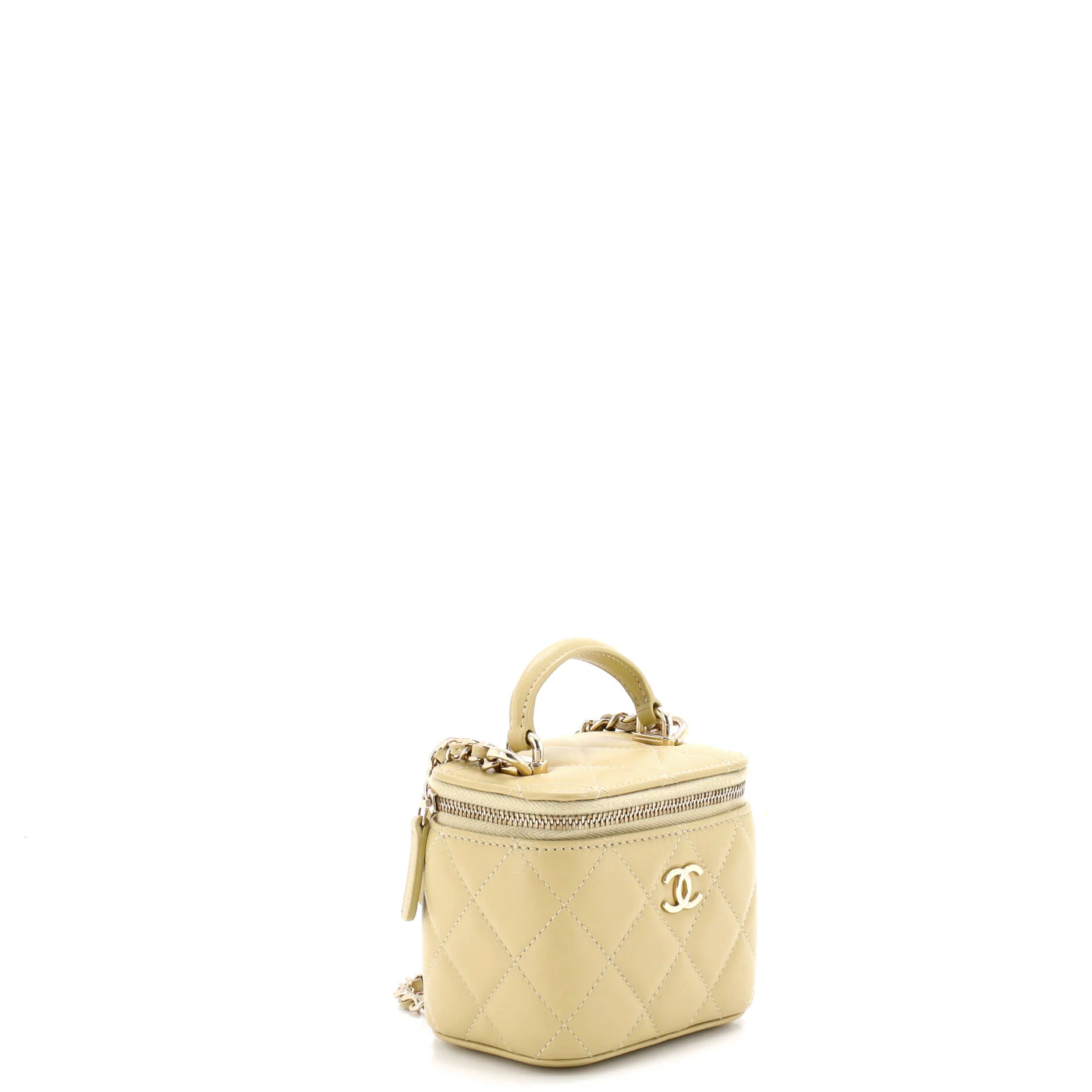 Classic Top Handle Vanity Case with Chain Quilted Lambskin Mini - Image 2