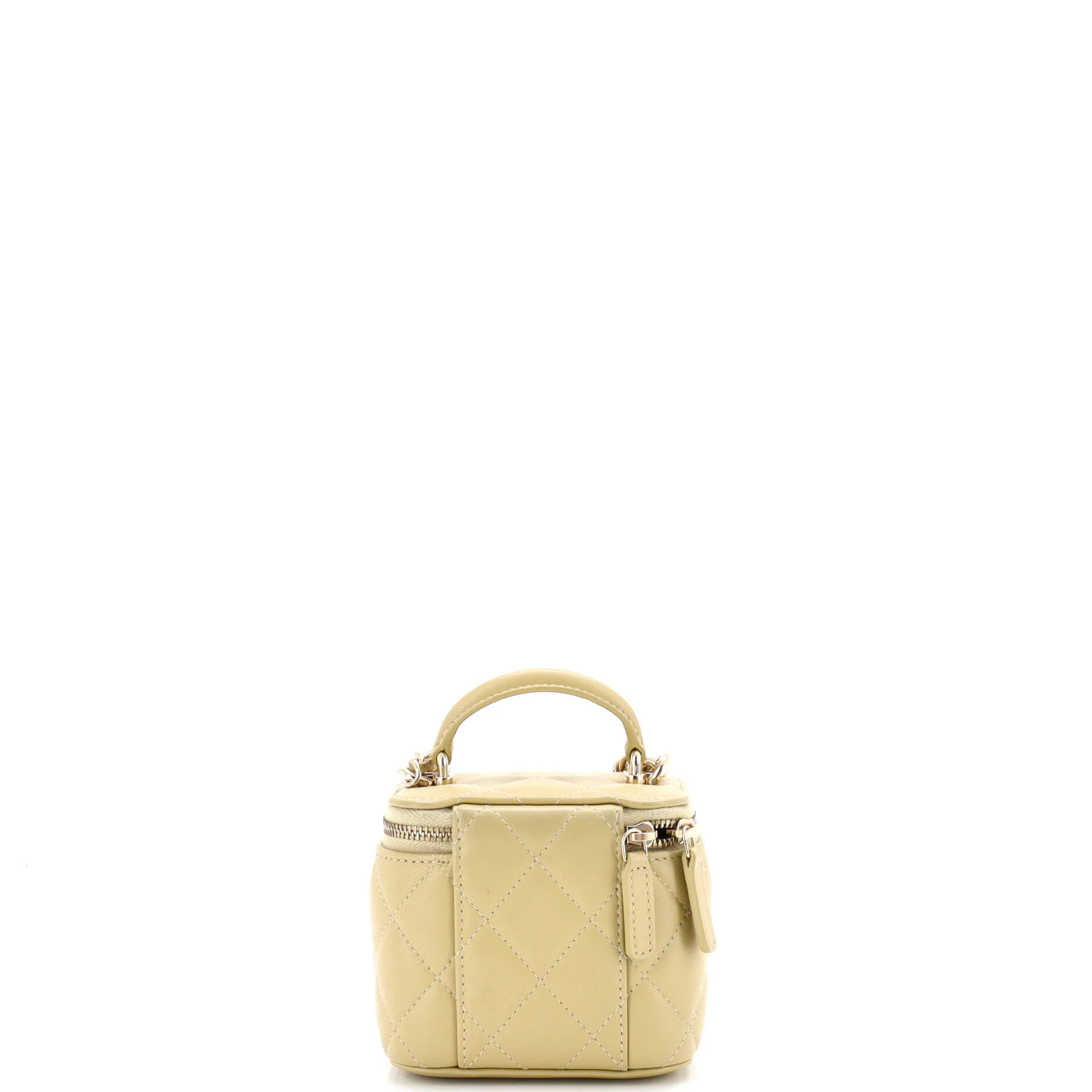 Classic Top Handle Vanity Case with Chain Quilted Lambskin Mini - Image 3