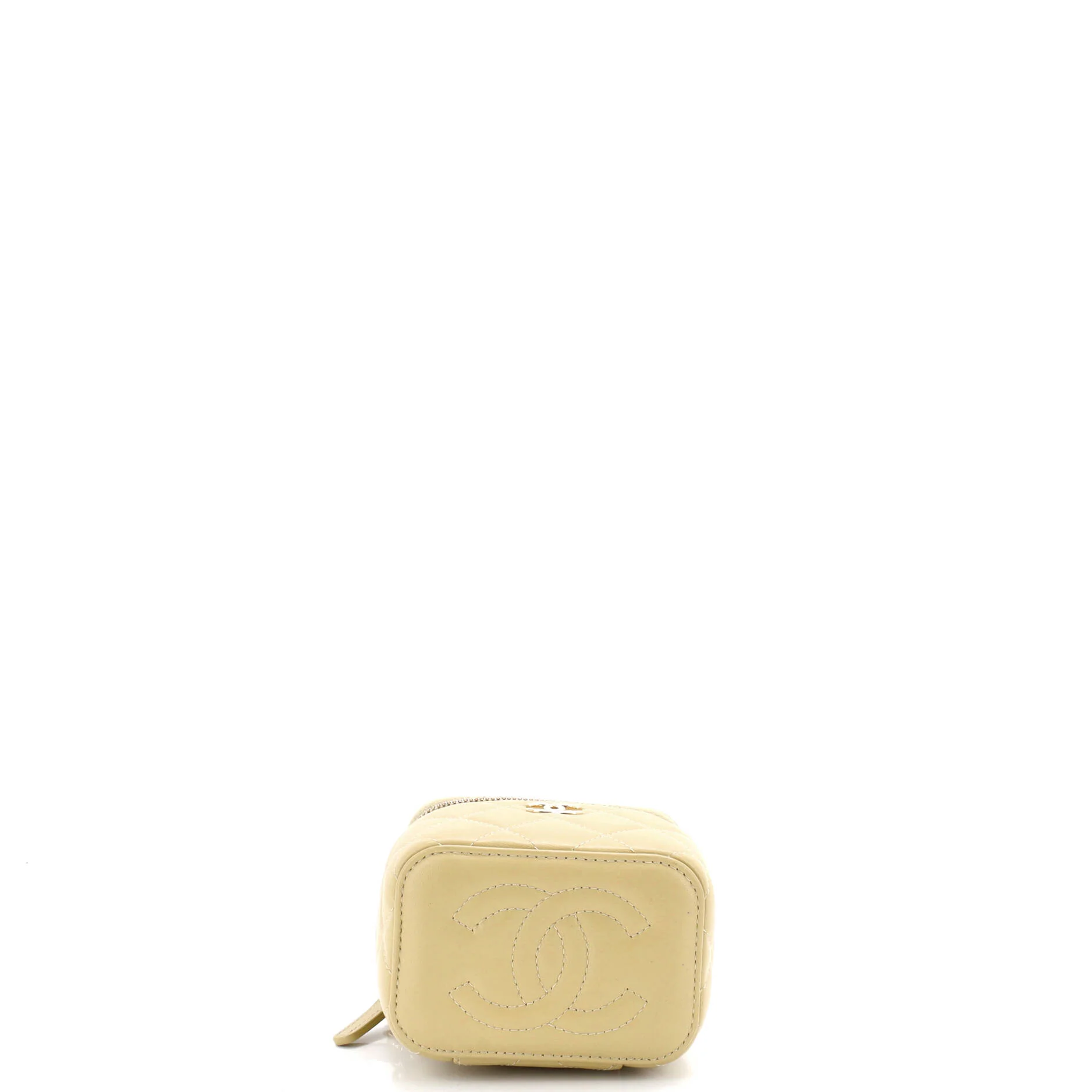 Classic Top Handle Vanity Case with Chain Quilted Lambskin Mini - Image 4