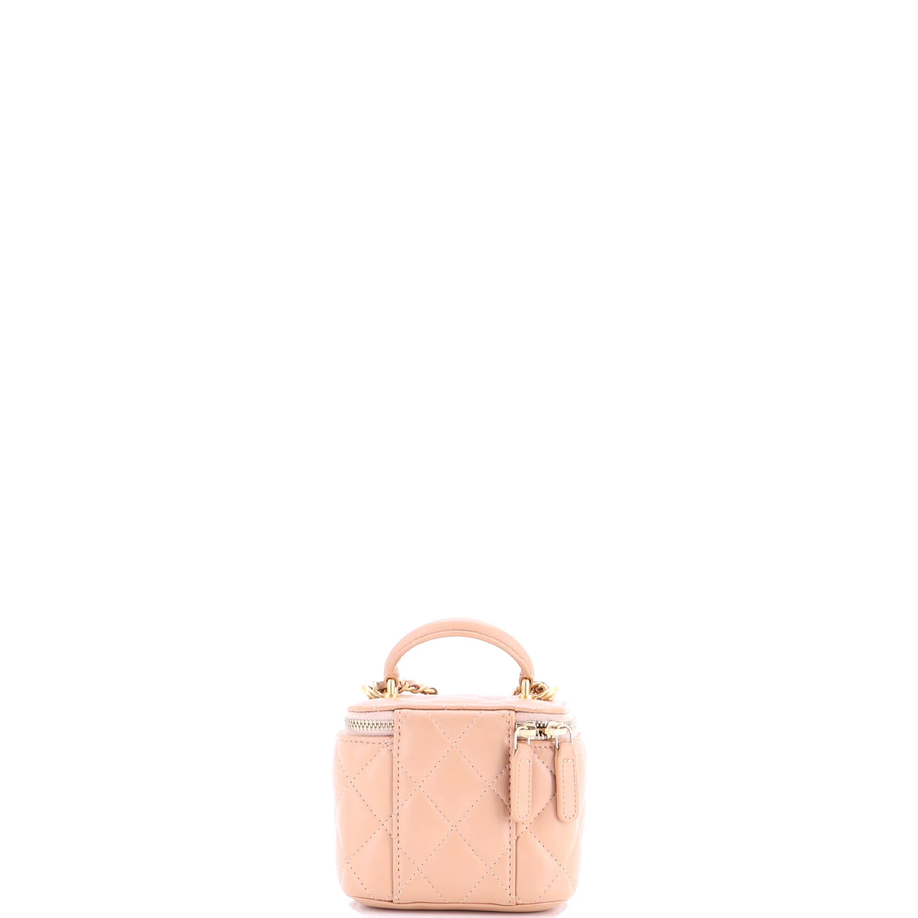 Classic Top Handle Vanity Case with Chain Quilted Lambskin Mini - Image 3