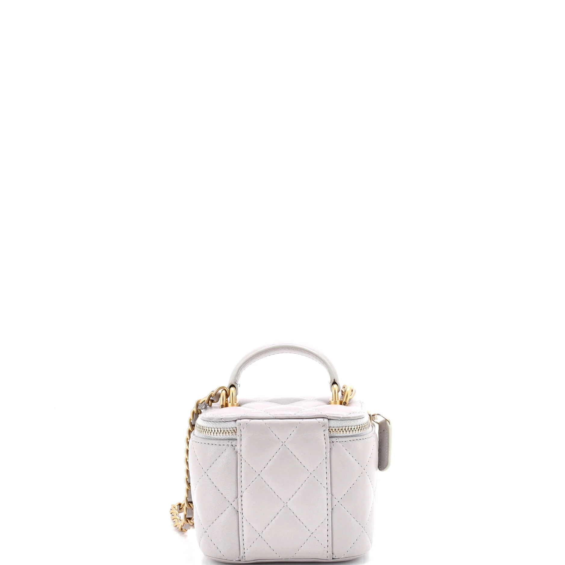 Classic Top Handle Vanity Case with Chain Quilted Lambskin Mini - Image 4
