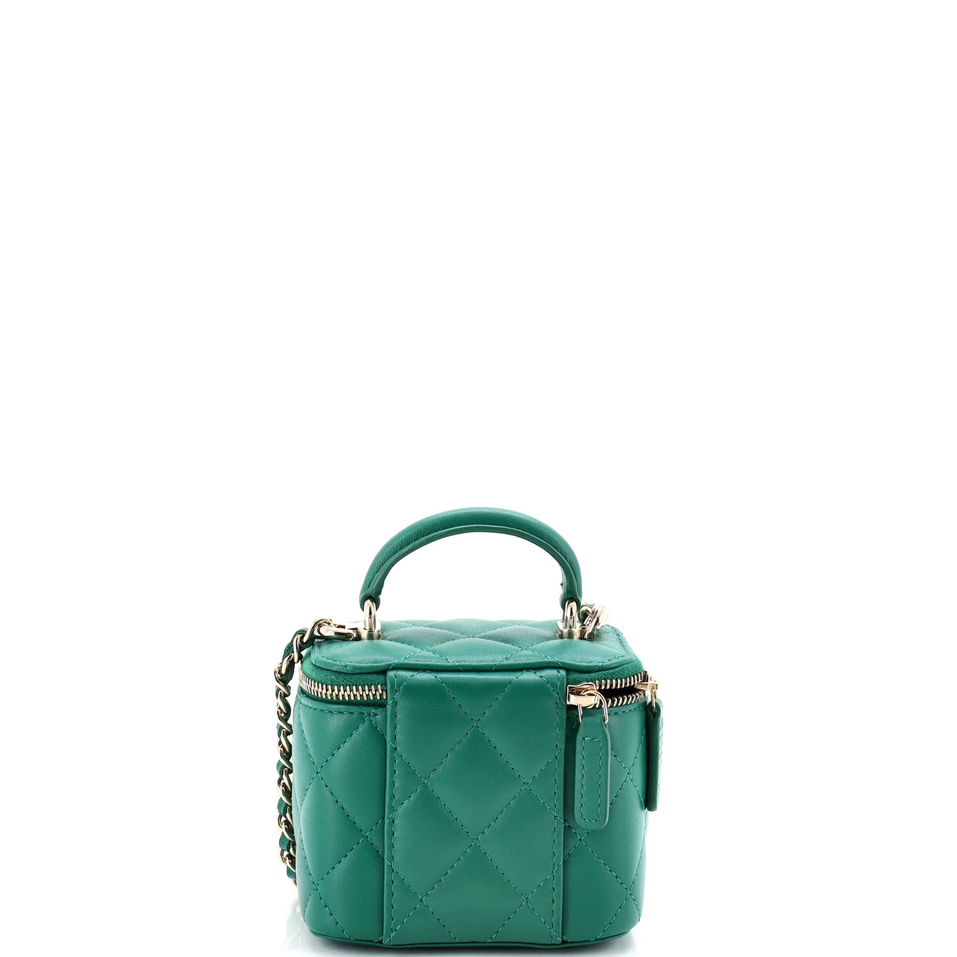 Classic Top Handle Vanity Case with Chain Quilted Lambskin Mini - Image 3