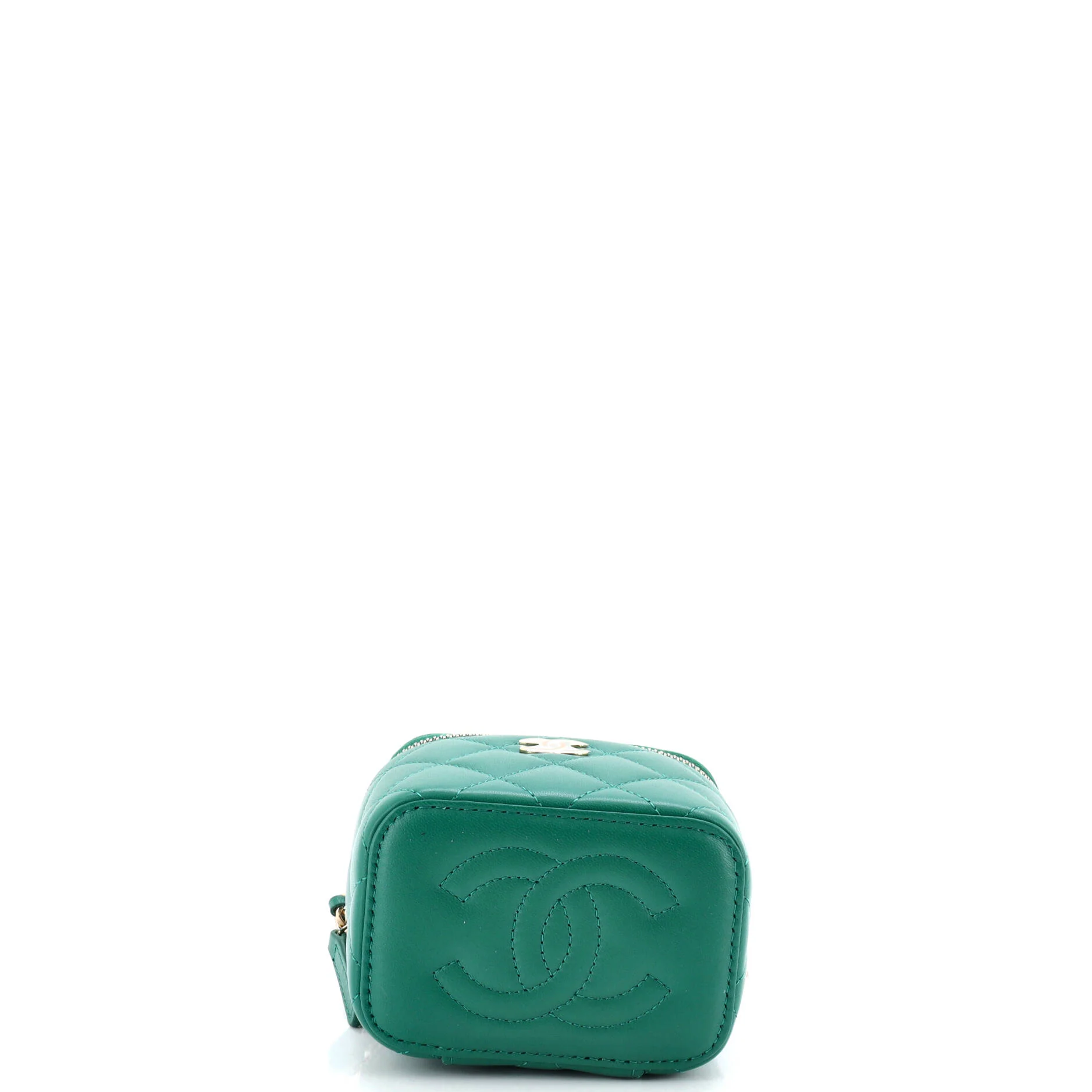 Classic Top Handle Vanity Case with Chain Quilted Lambskin Mini - Image 4