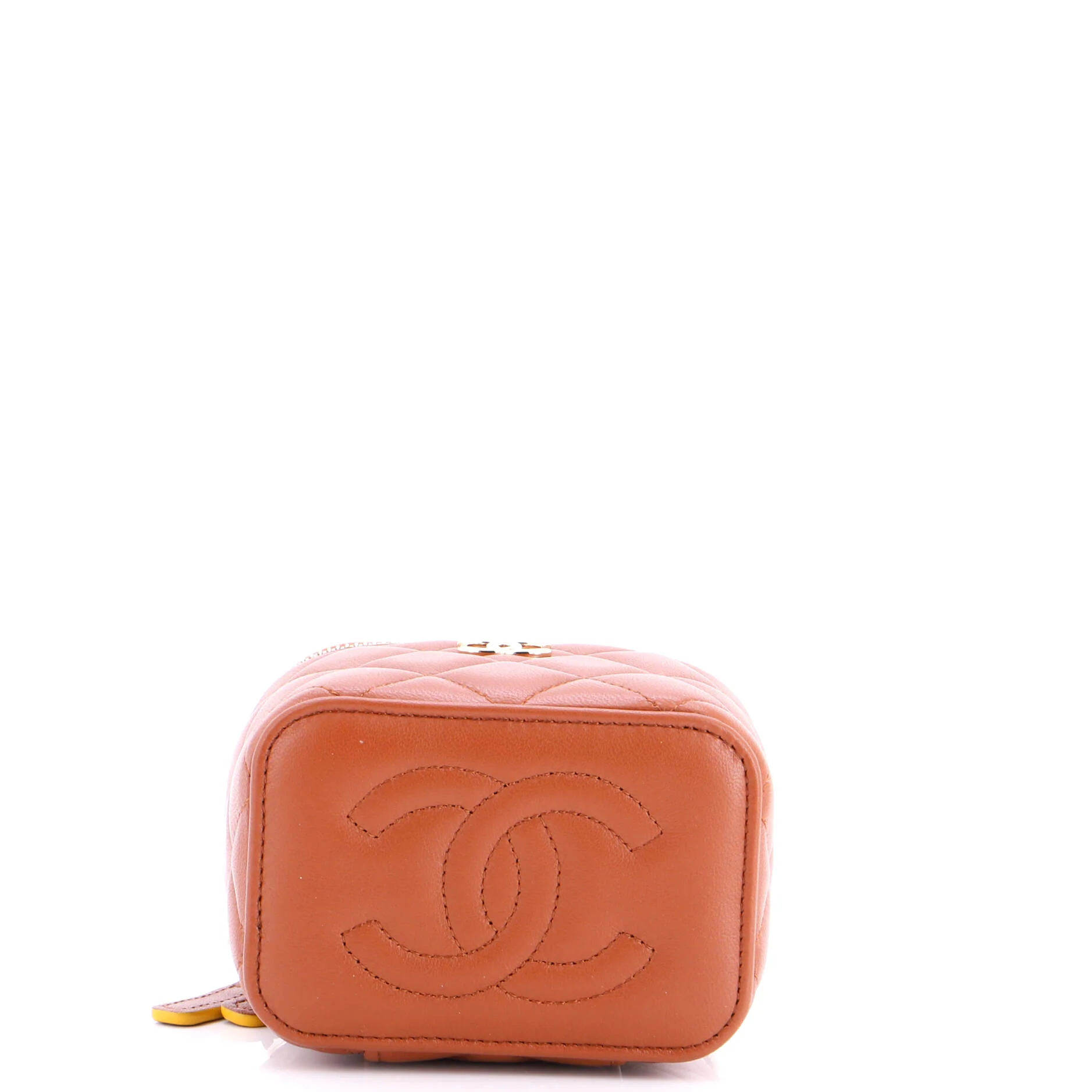 Classic Top Handle Vanity Case with Chain Quilted Lambskin Mini - Image 4