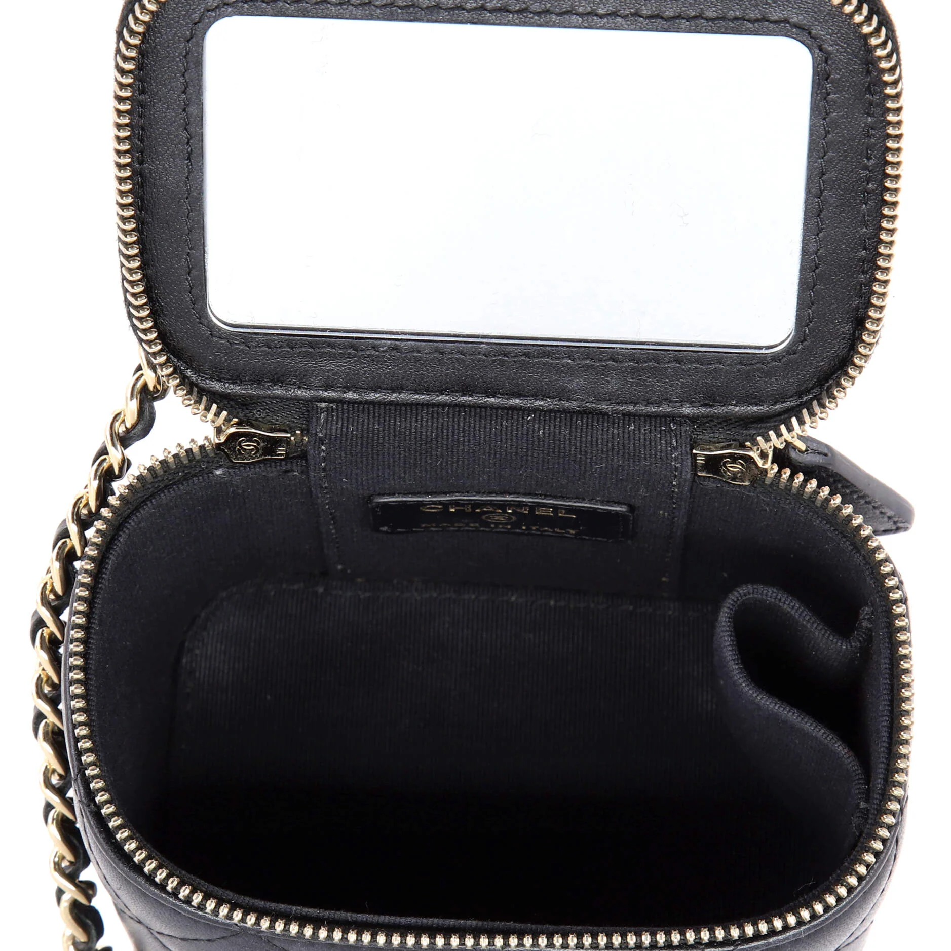 Classic Top Handle Vanity Case with Chain Quilted Lambskin Mini - Image 5