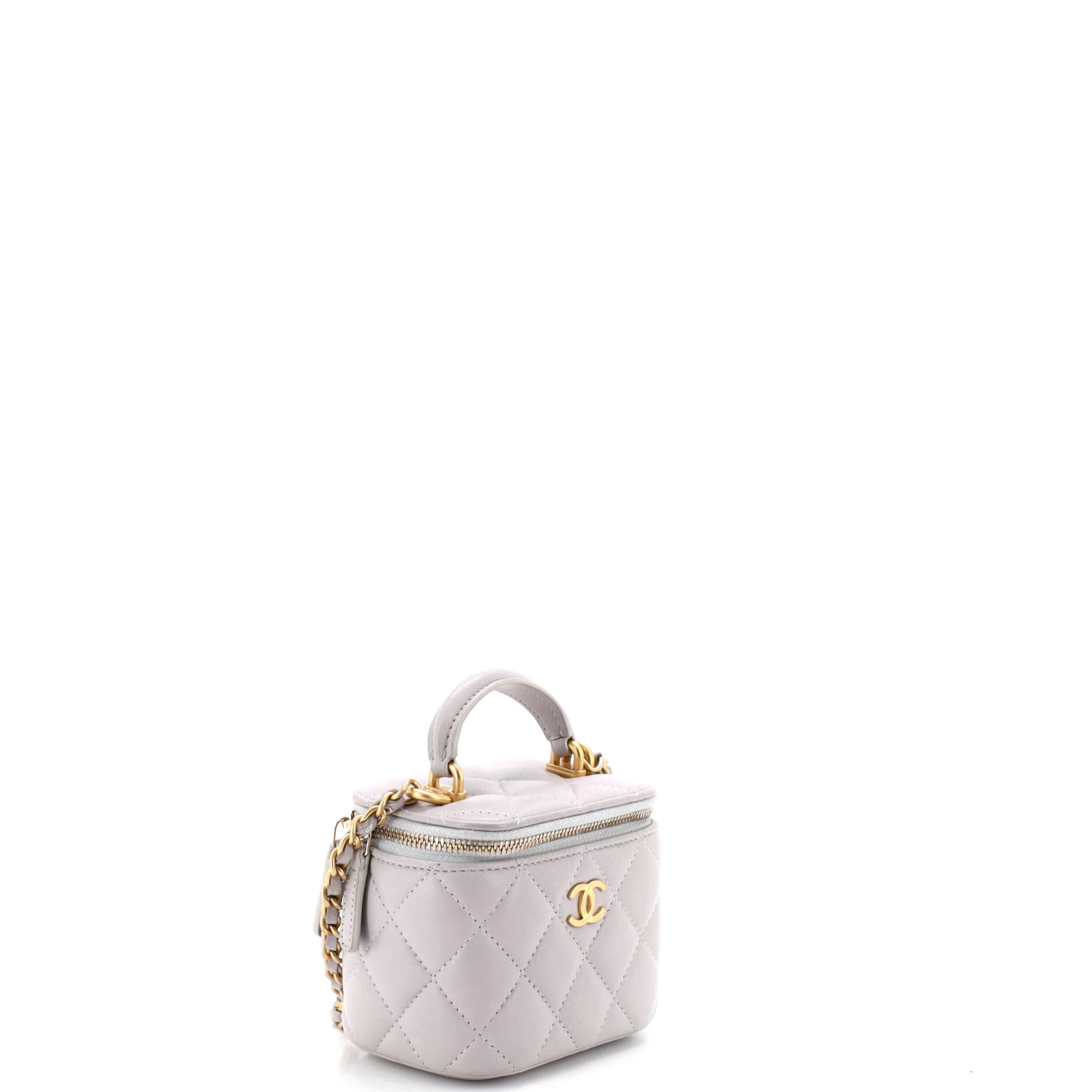 Classic Top Handle Vanity Case with Chain Quilted Lambskin Mini - Image 2