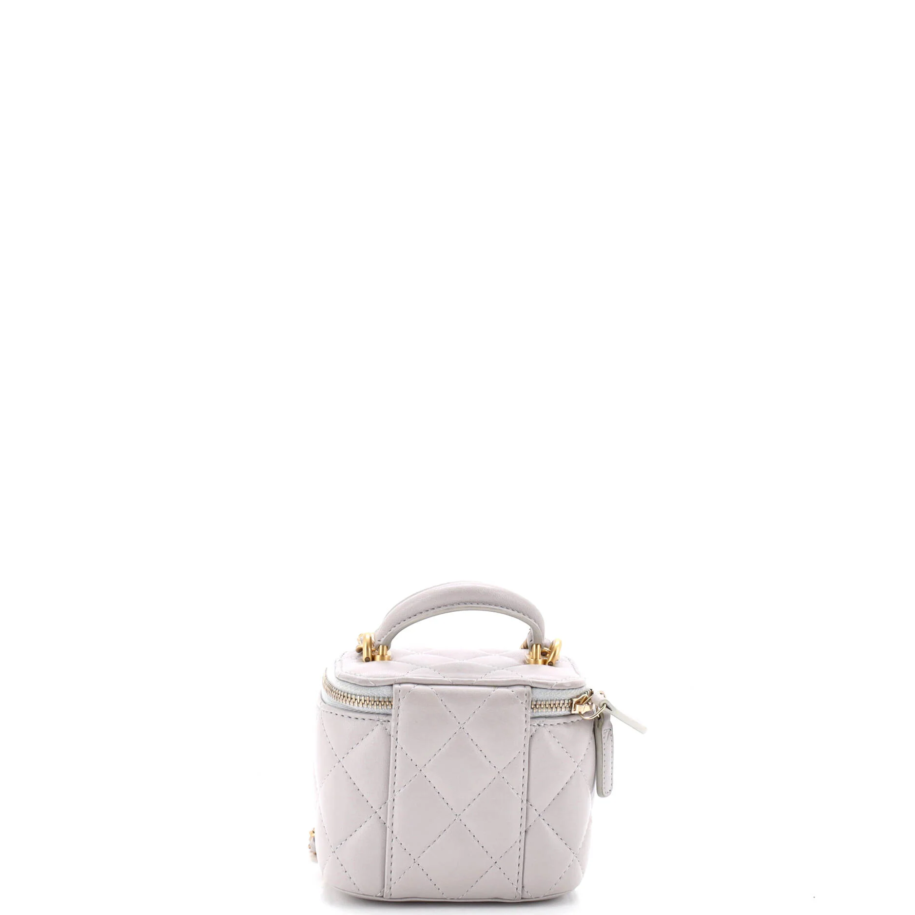 Classic Top Handle Vanity Case with Chain Quilted Lambskin Mini - Image 3