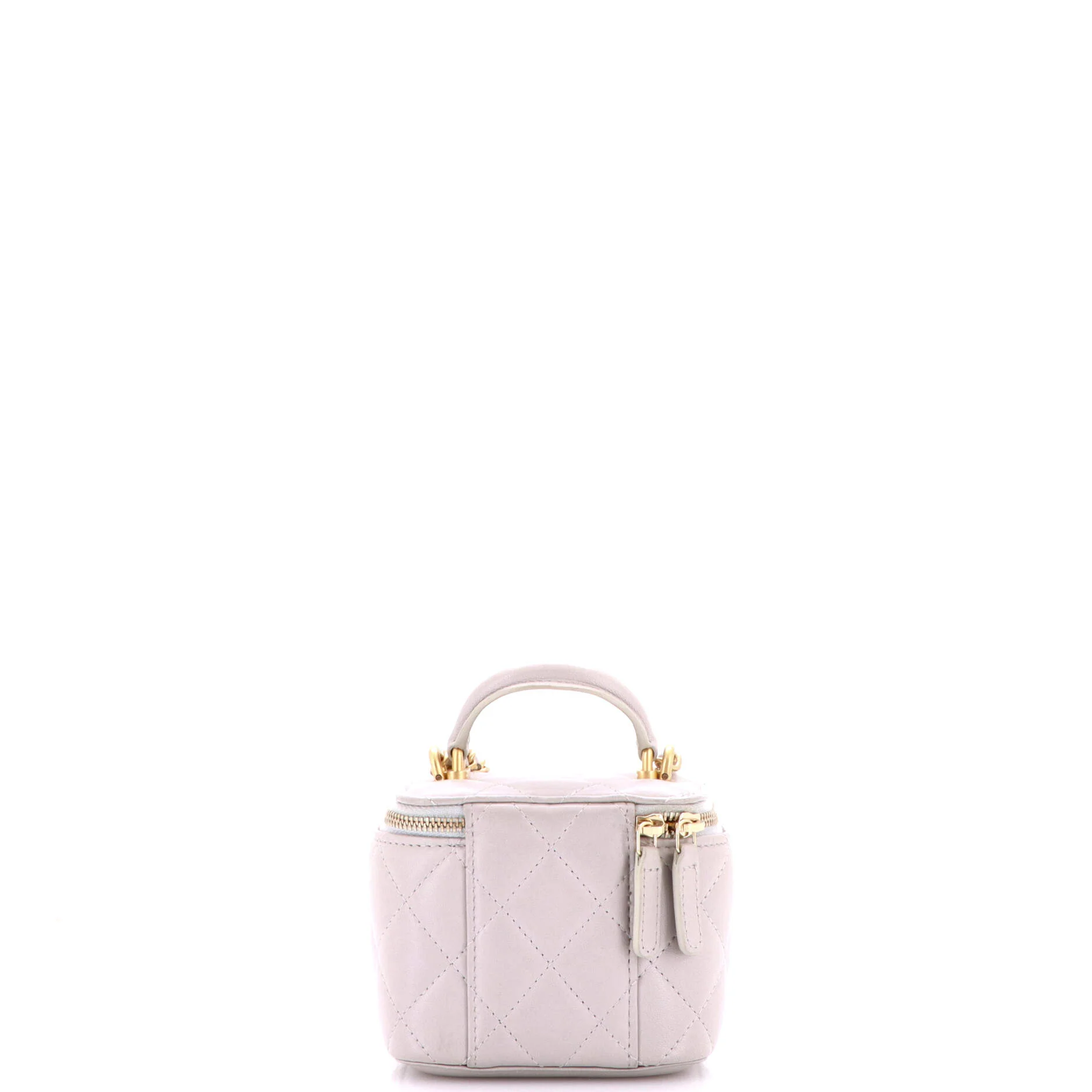 Classic Top Handle Vanity Case with Chain Quilted Lambskin Mini - Image 4