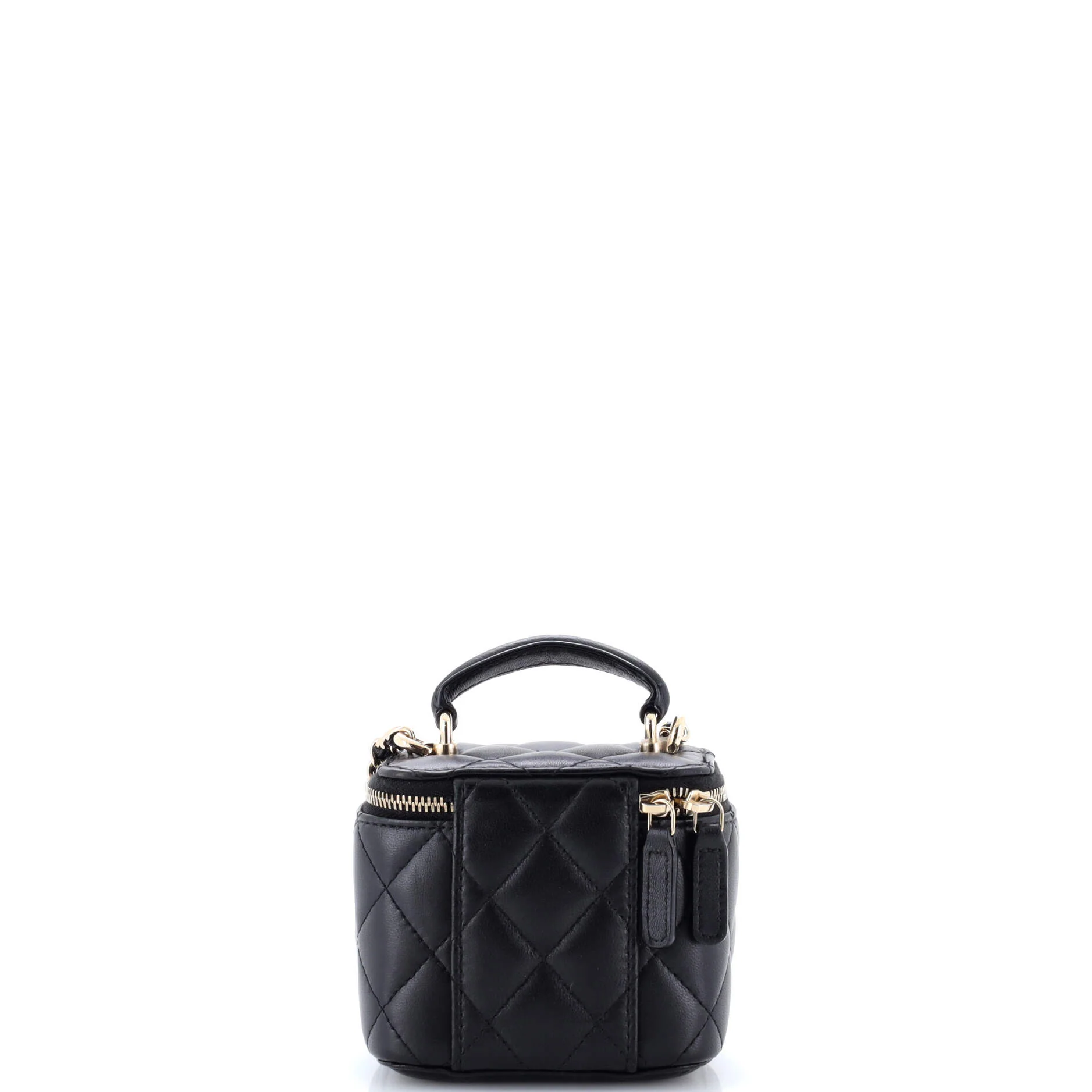 Classic Top Handle Vanity Case with Chain Quilted Lambskin Mini - Image 3