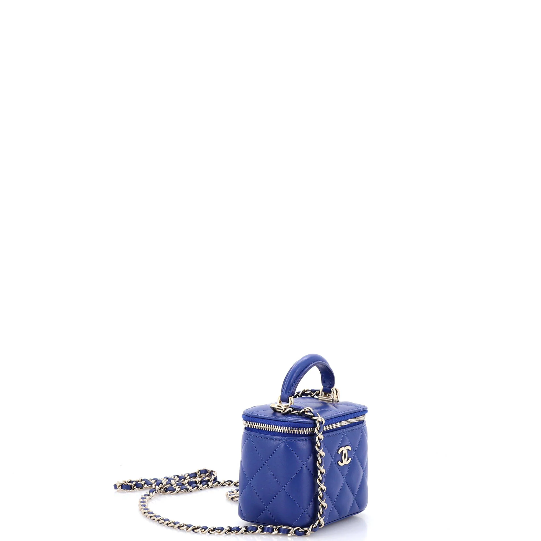 Classic Top Handle Vanity Case with Chain Quilted Lambskin Mini - Image 2