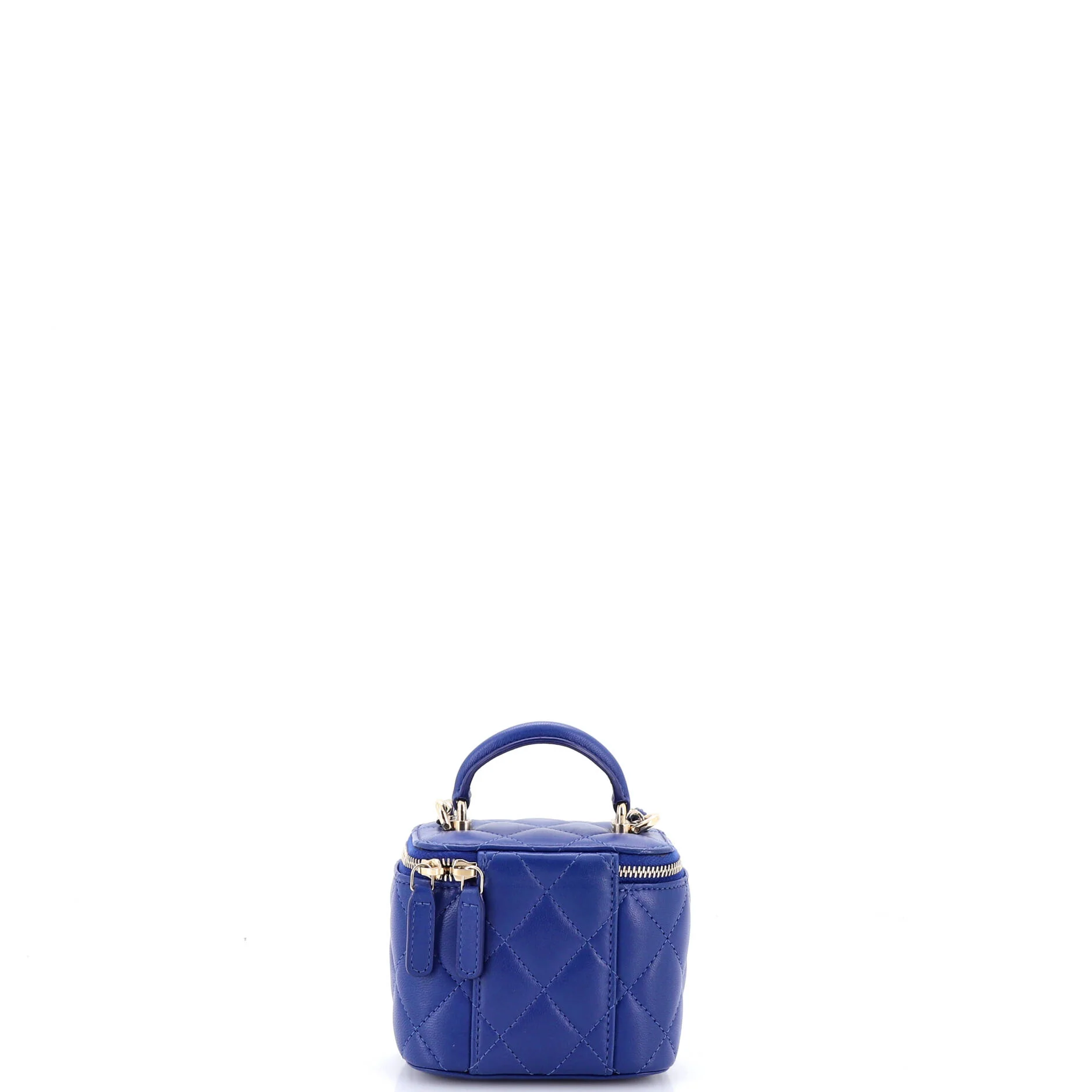 Classic Top Handle Vanity Case with Chain Quilted Lambskin Mini - Image 3