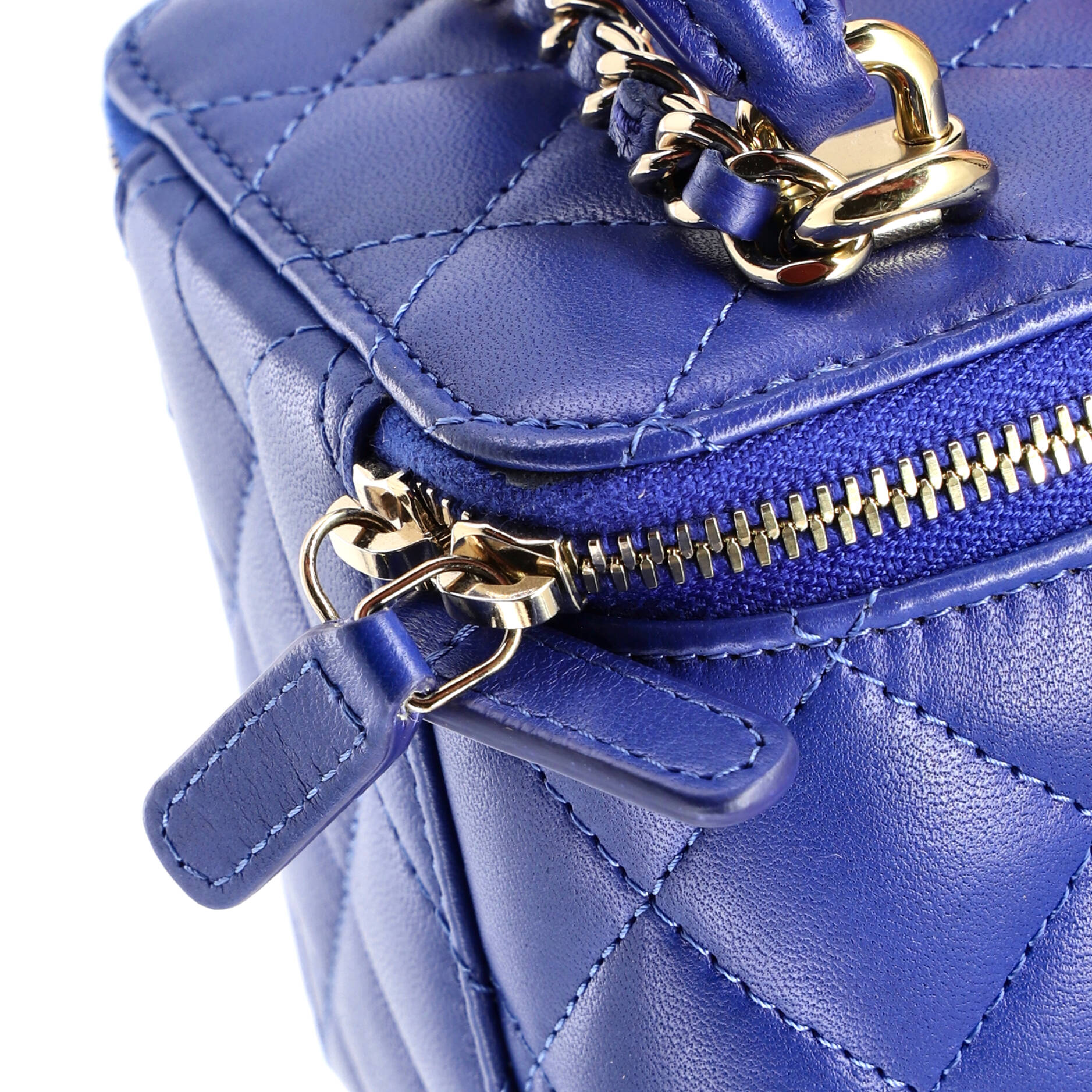Classic Top Handle Vanity Case with Chain Quilted Lambskin Mini - Image 6