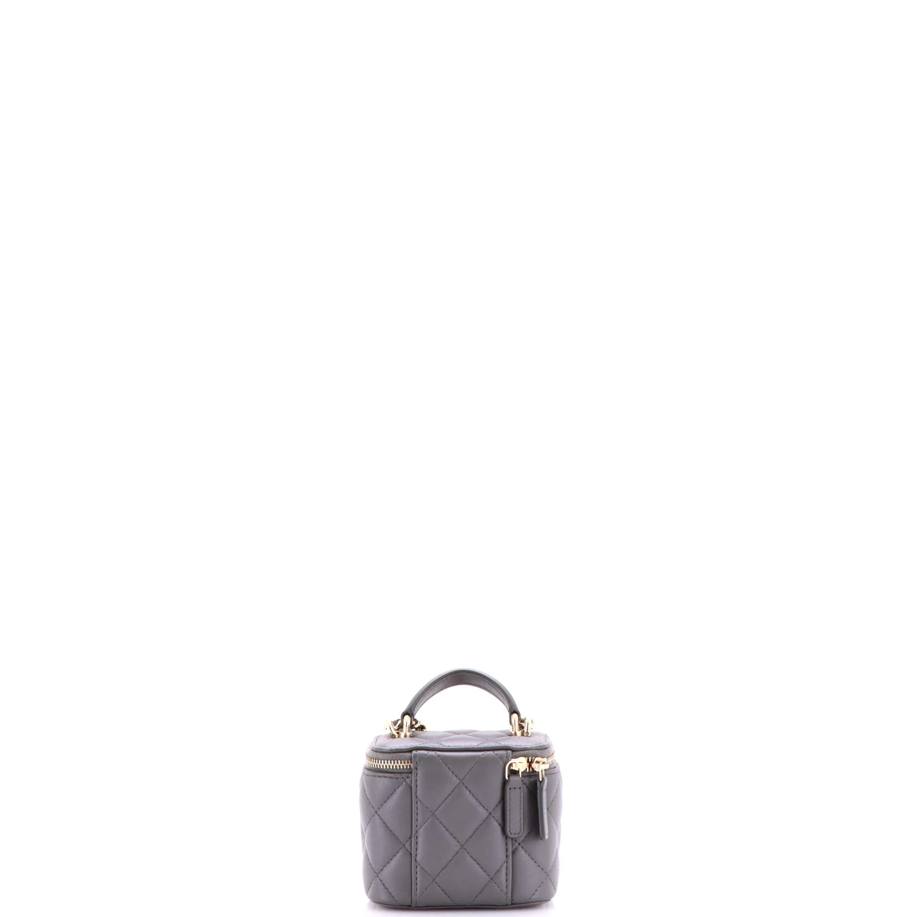 Classic Top Handle Vanity Case with Chain Quilted Lambskin Mini - Image 3