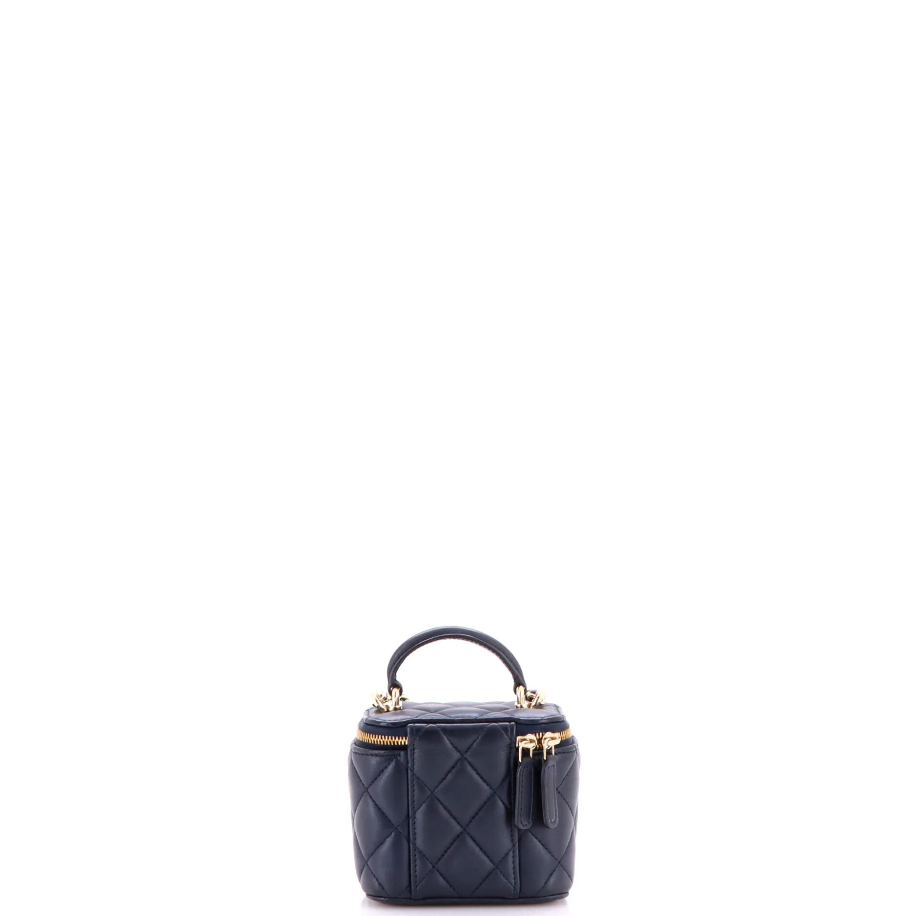 Classic Top Handle Vanity Case with Chain Quilted Lambskin Mini - Image 3