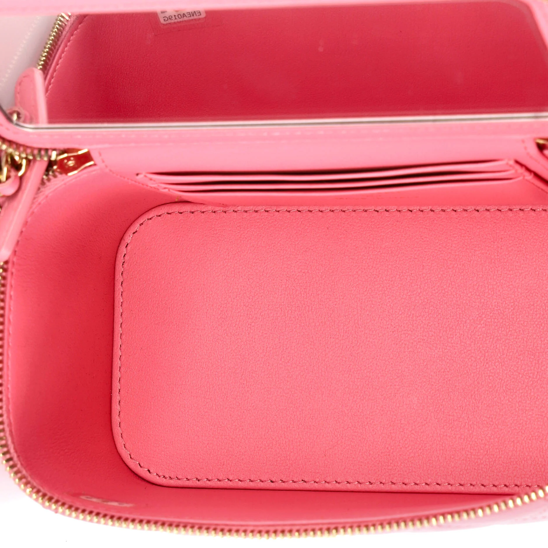 Classic Top Handle Vanity Case with Chain Quilted Lambskin Small - Image 5