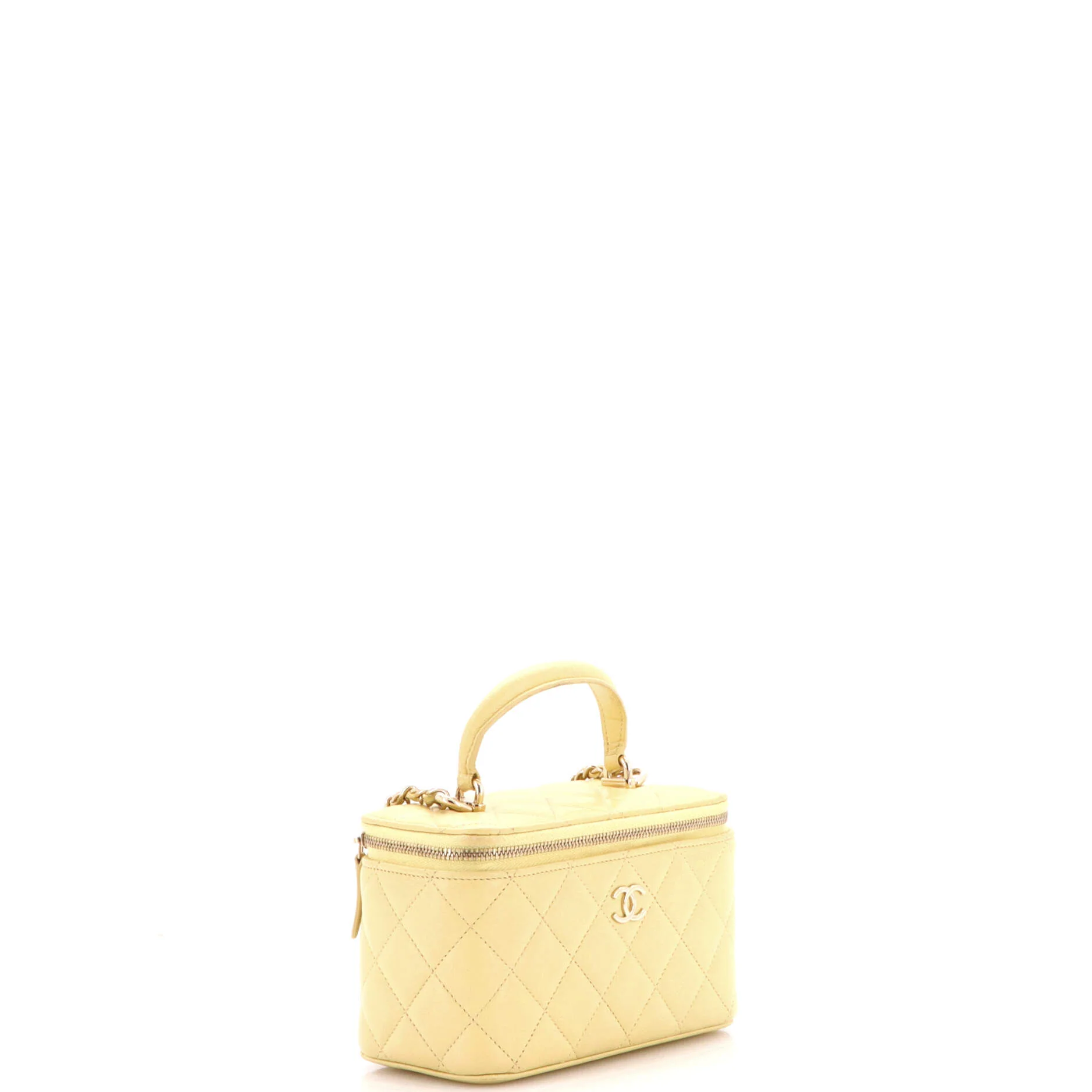 Classic Top Handle Vanity Case with Chain Quilted Lambskin Small - Image 2