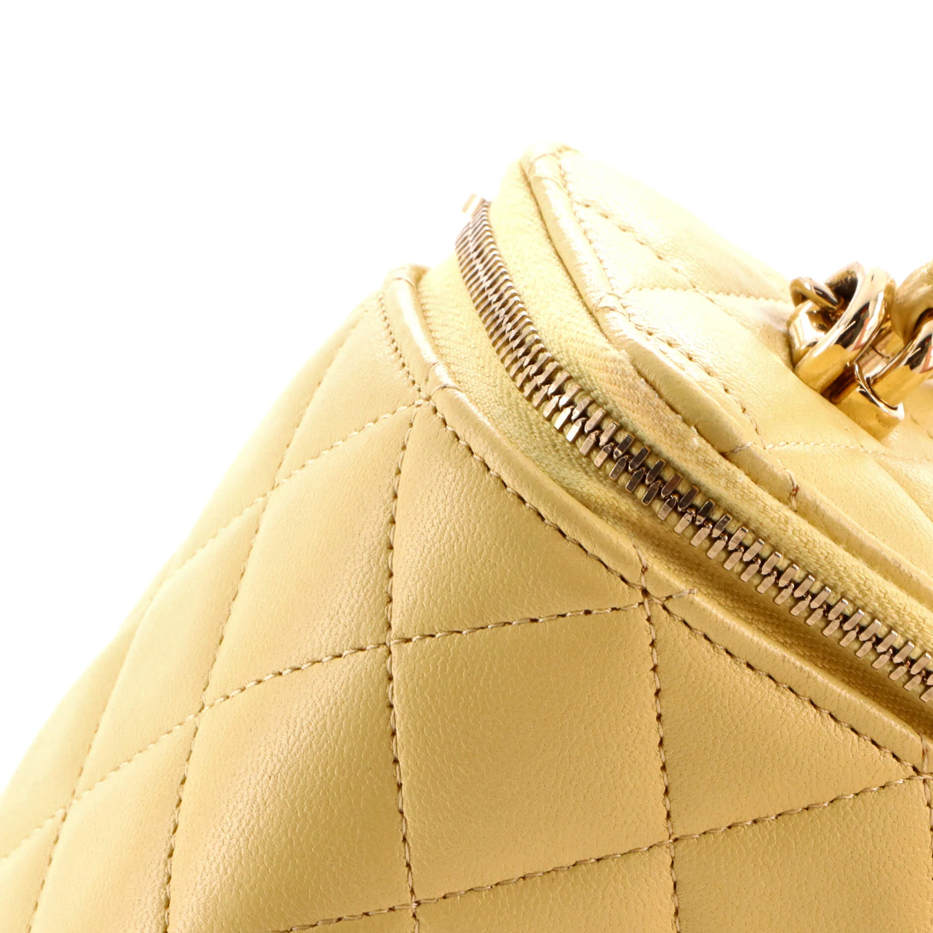 Classic Top Handle Vanity Case with Chain Quilted Lambskin Small - Image 7