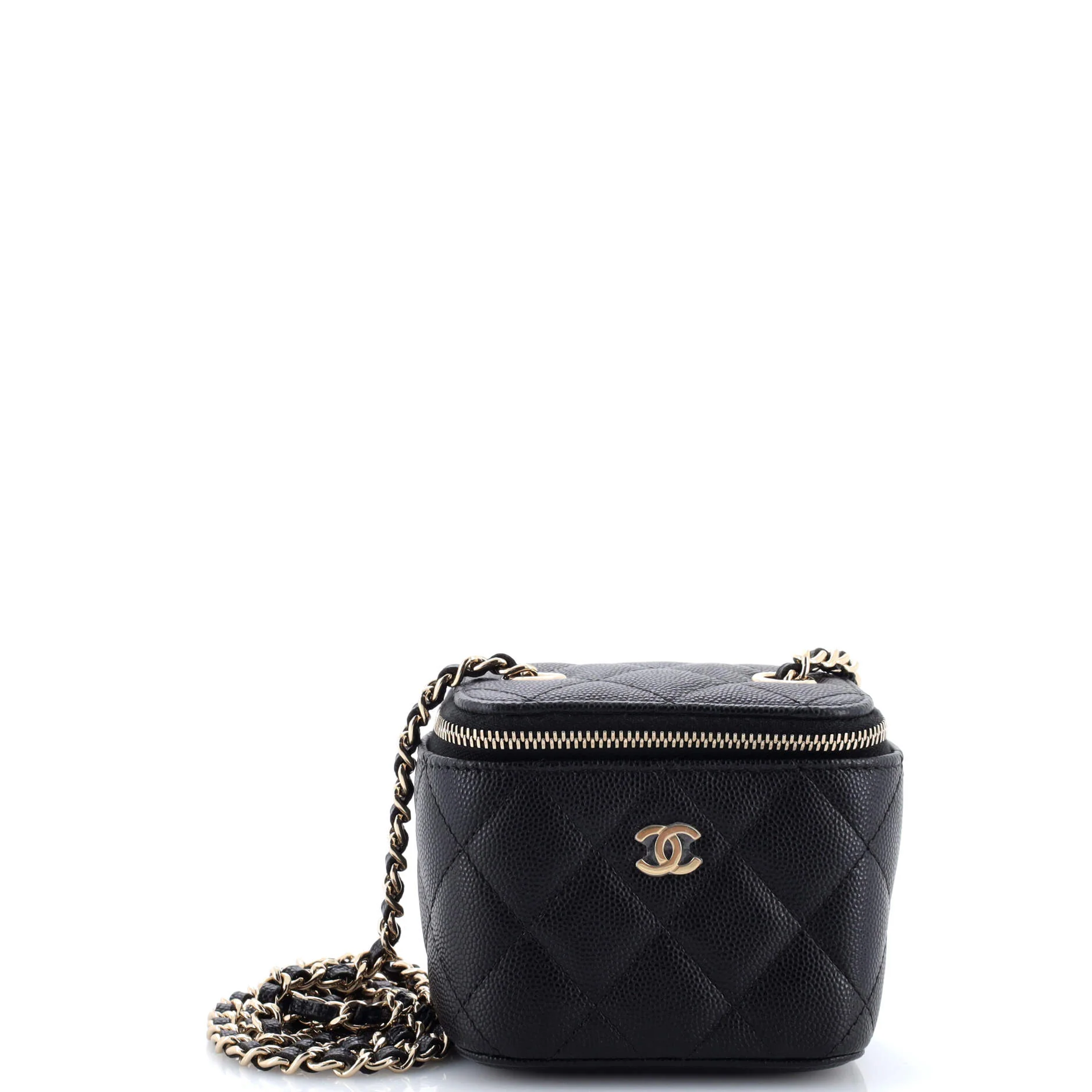 Classic Vanity Case with Chain Quilted Caviar Mini