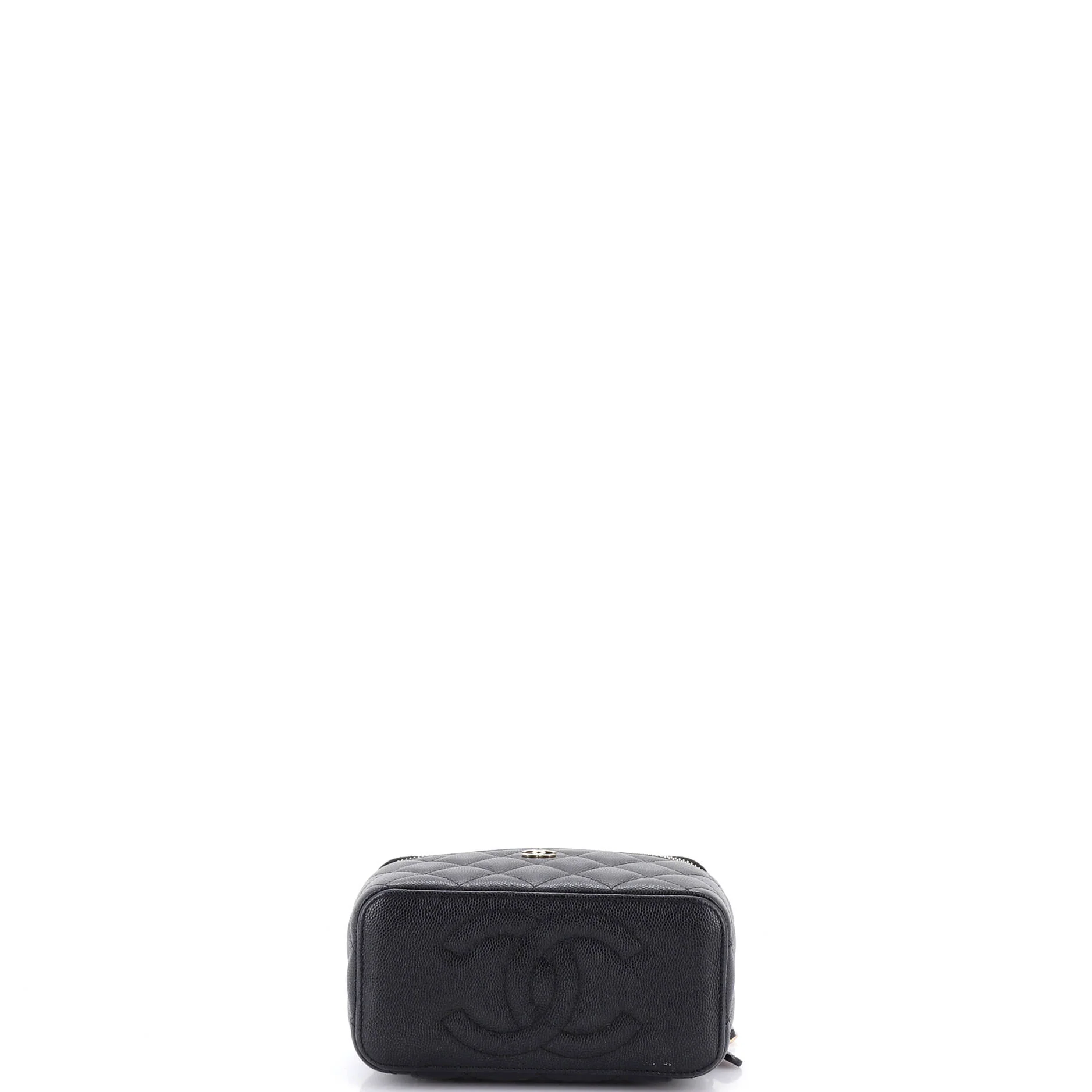 Classic Vanity Case with Chain Quilted Caviar Small - Image 4
