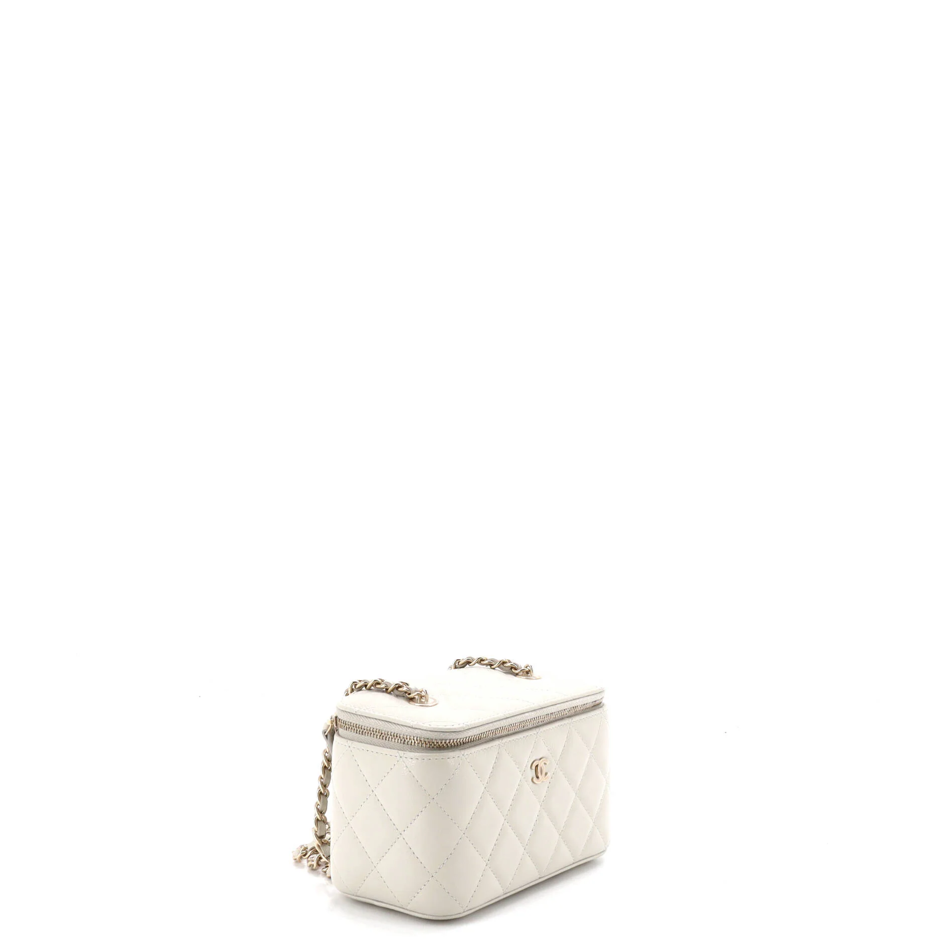Classic Vanity Case with Chain Quilted Caviar Small - Image 2