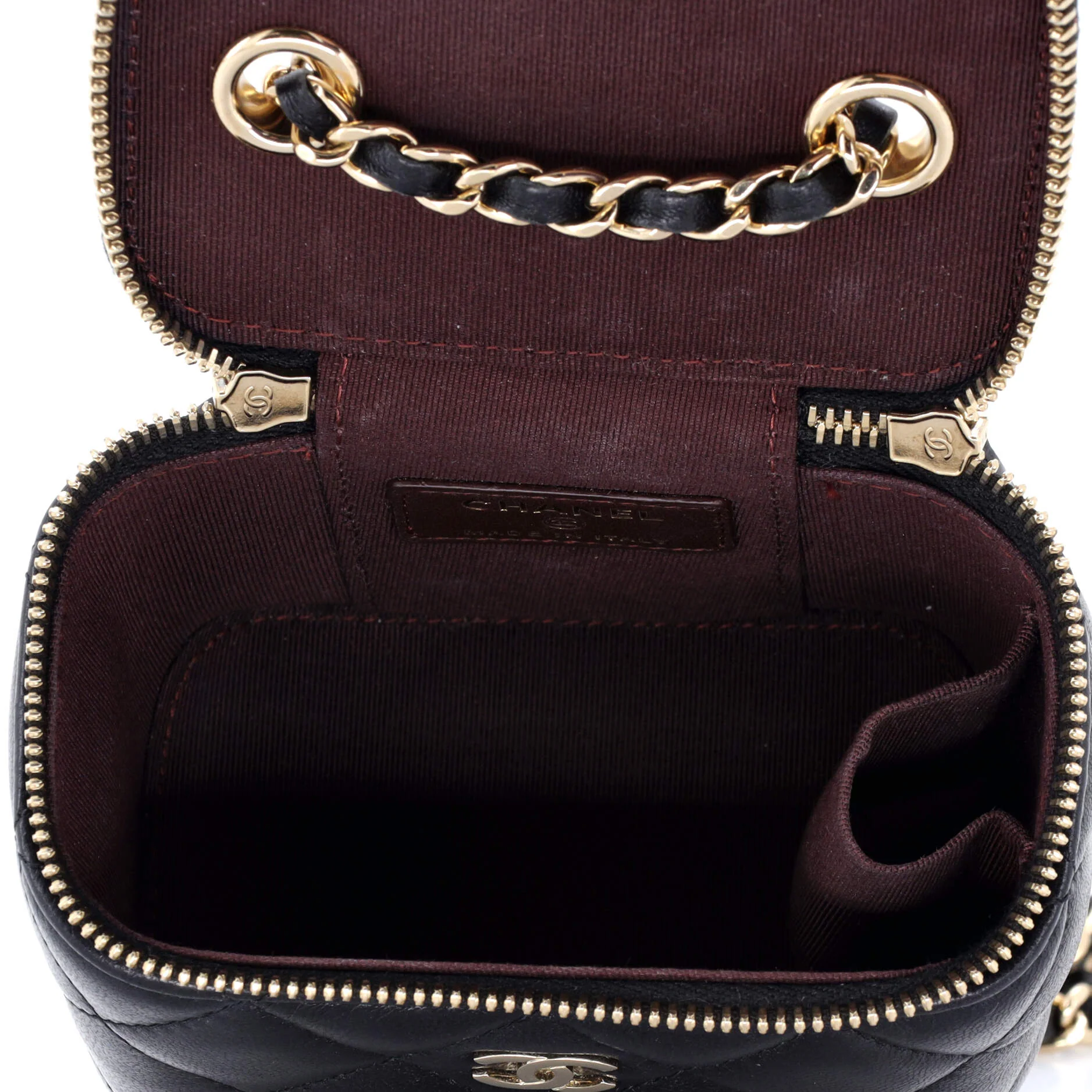 Classic Vanity Case with Chain Quilted Lambskin Mini - Image 5