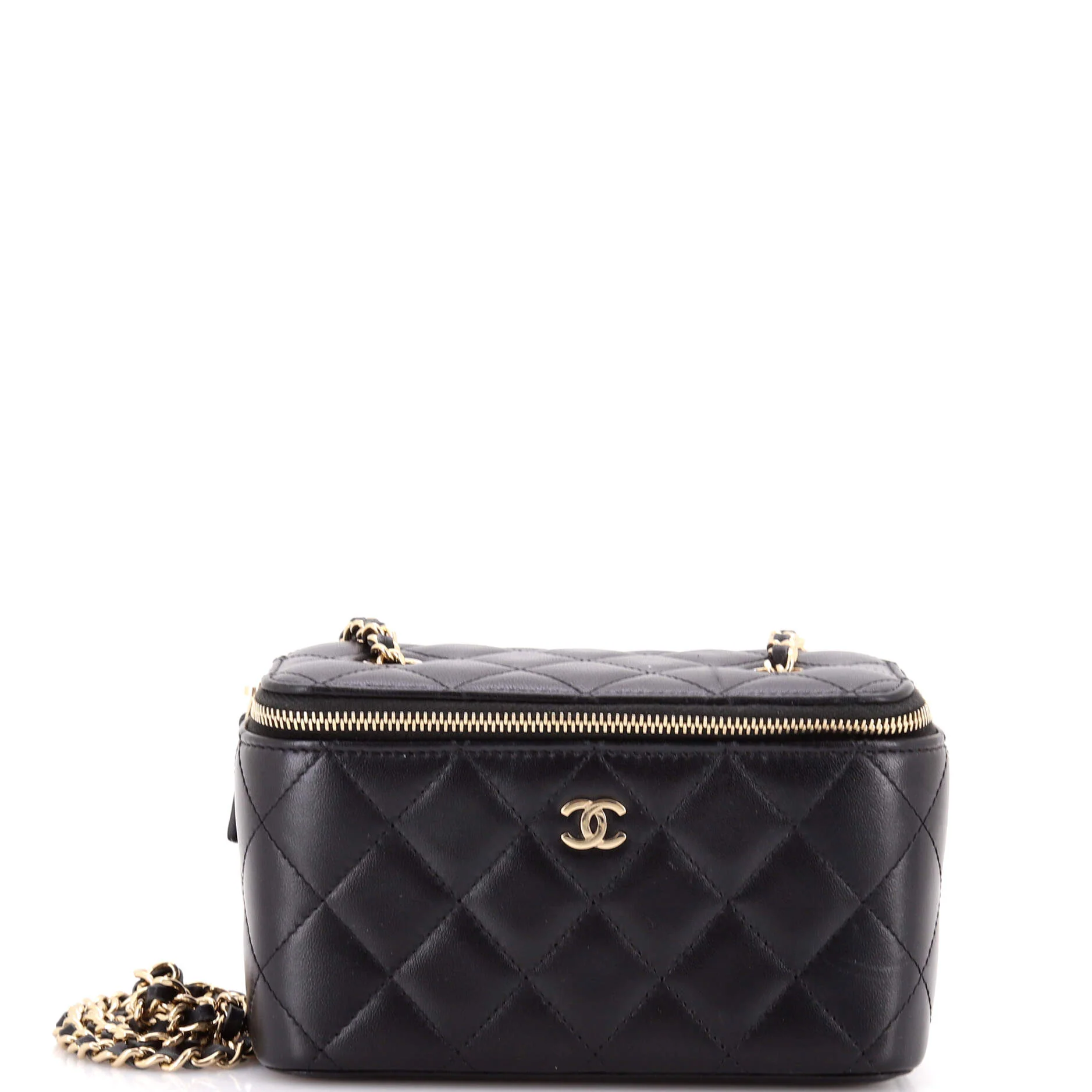 Classic Vanity Case with Chain Quilted Lambskin Small