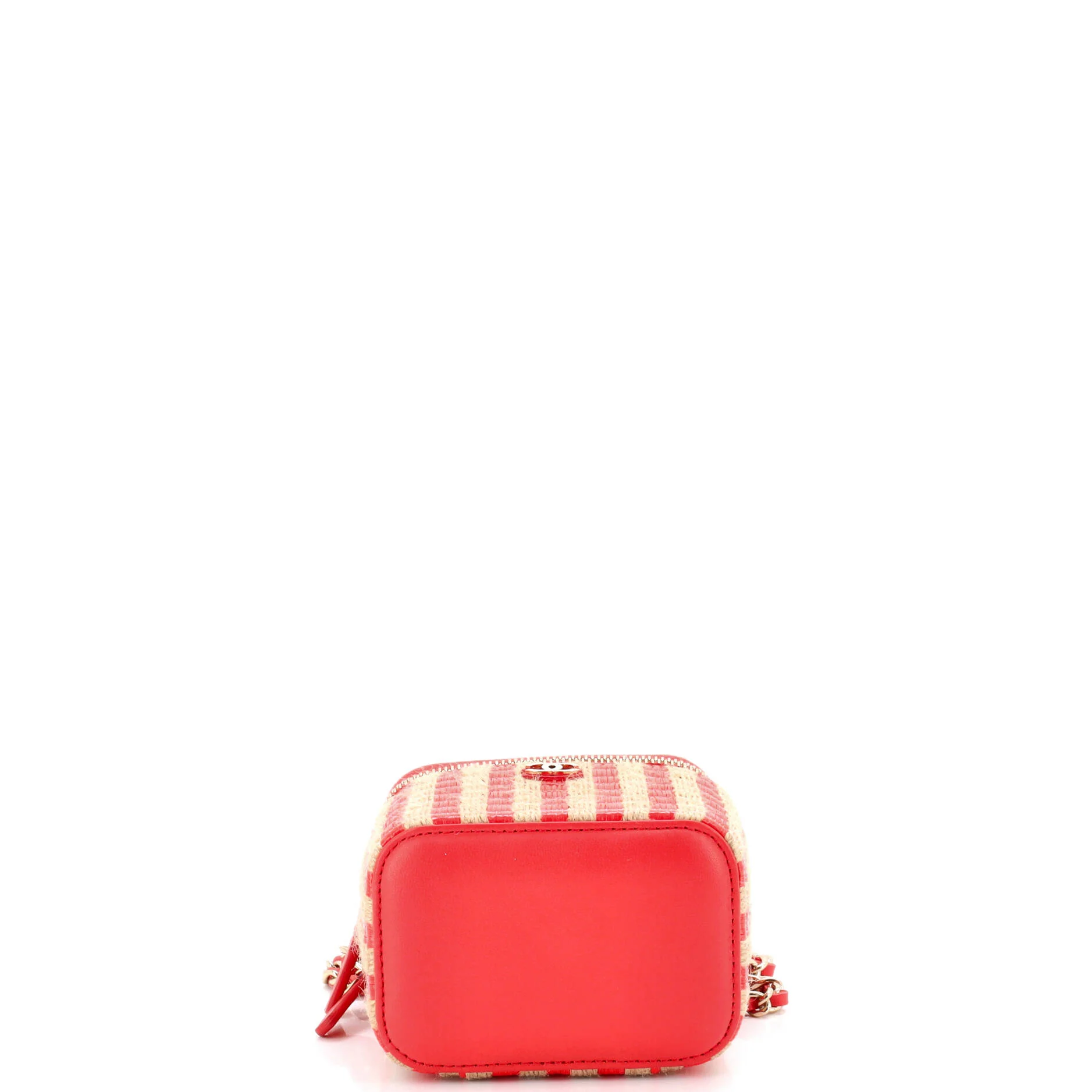Classic Vanity Case with Chain Striped Raffia and Jute Mini - Image 5