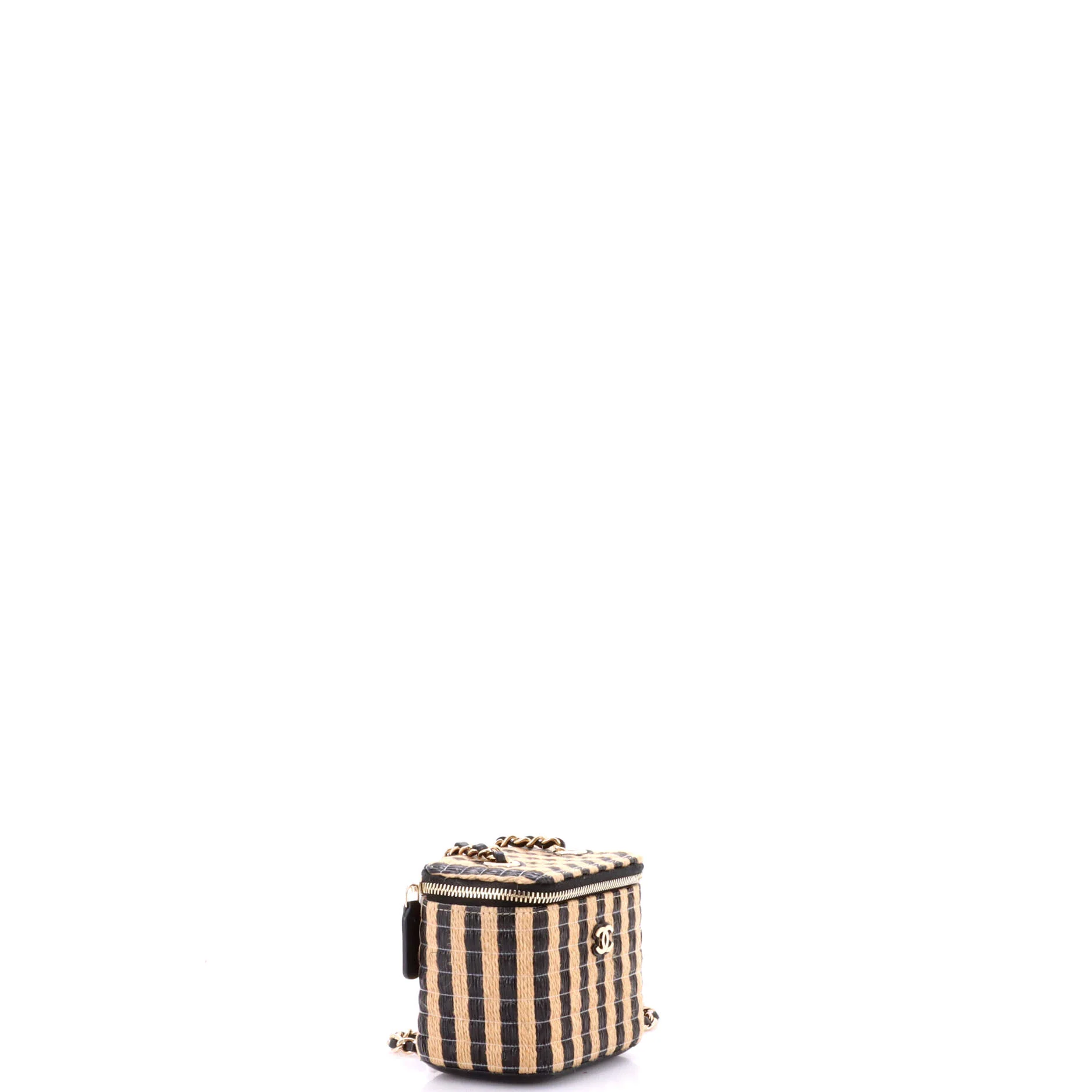 Classic Vanity Case with Chain Striped Raffia and Jute Mini - Image 3