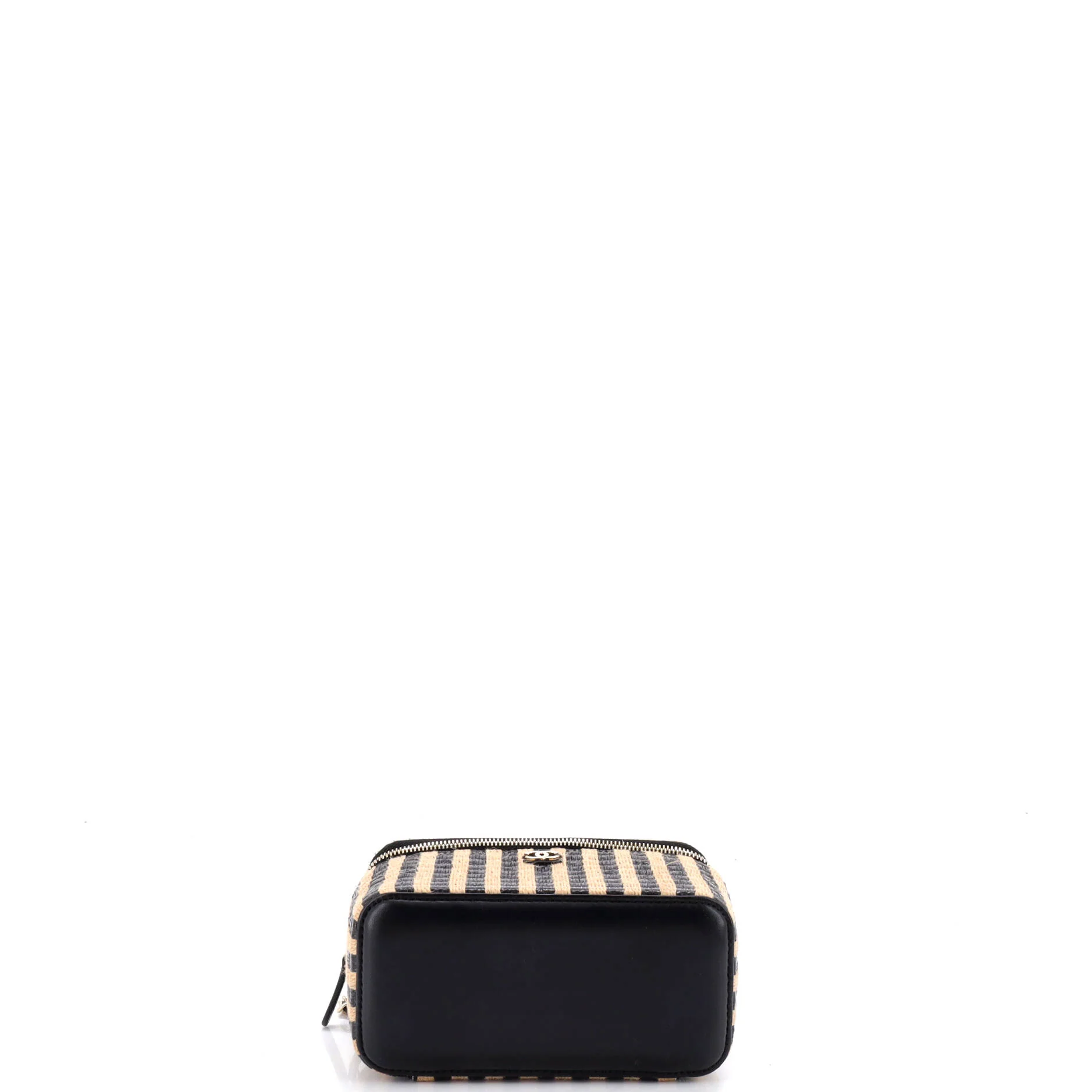 Classic Vanity Case with Chain Striped Raffia and Jute Small - Image 5