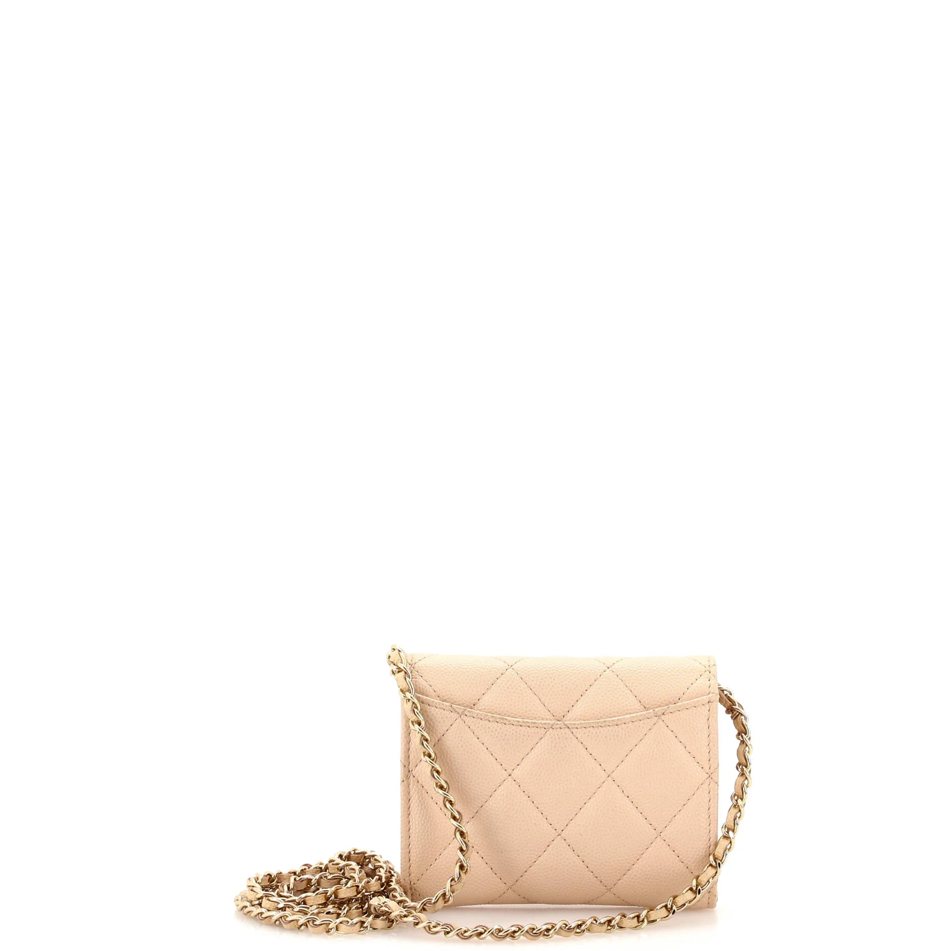 Classic Zip Around Card Holder on Chain Quilted Caviar Mini - Image 4