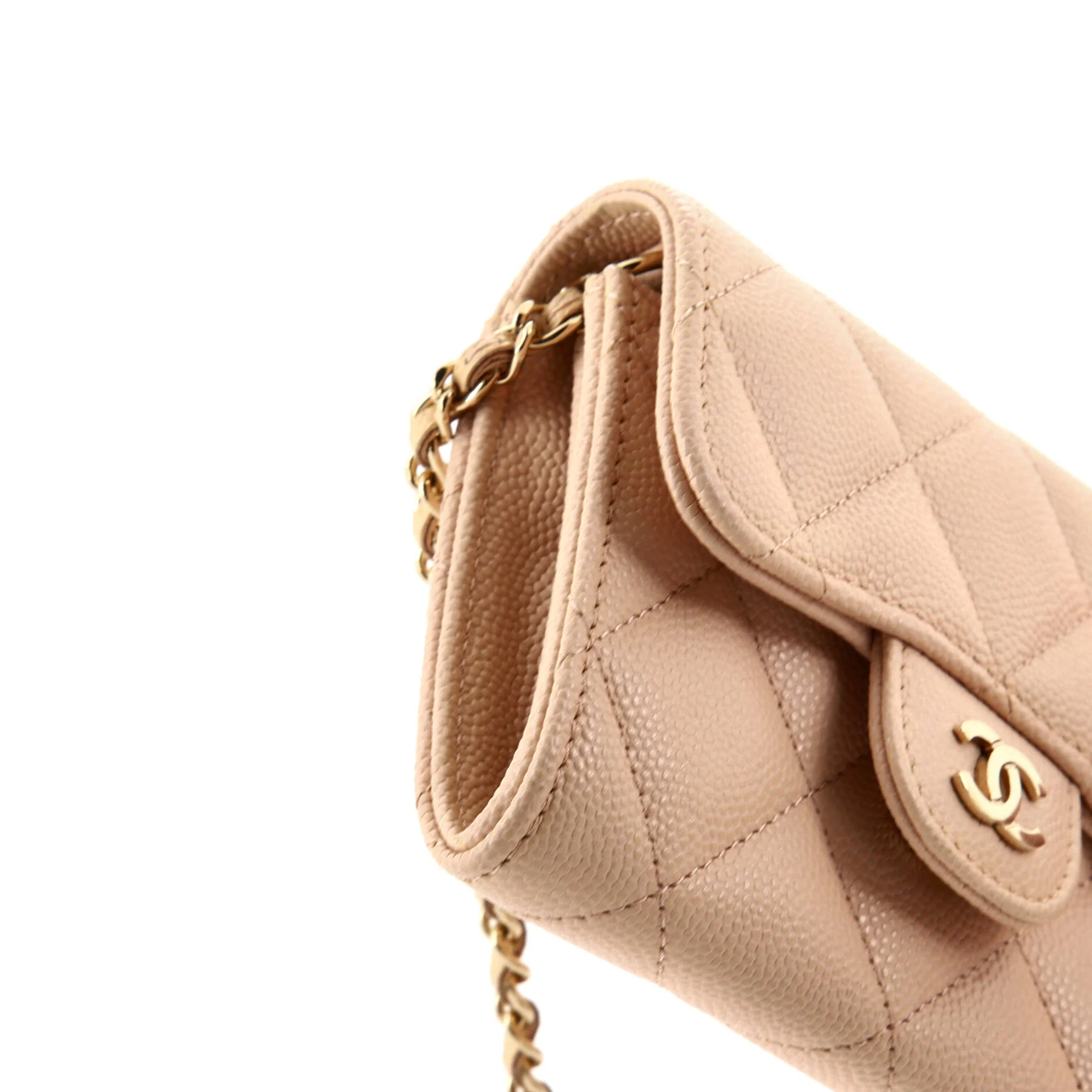 Classic Zip Around Card Holder on Chain Quilted Caviar Mini - Image 7